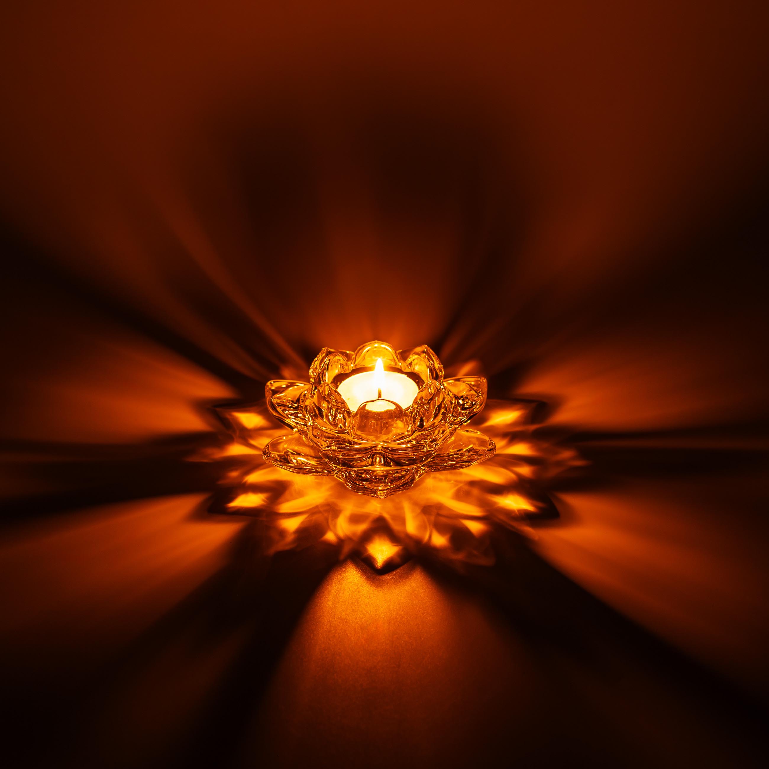 Candlestick, 12 cm, for tea / thin candle, glass, Lotus, Lotus