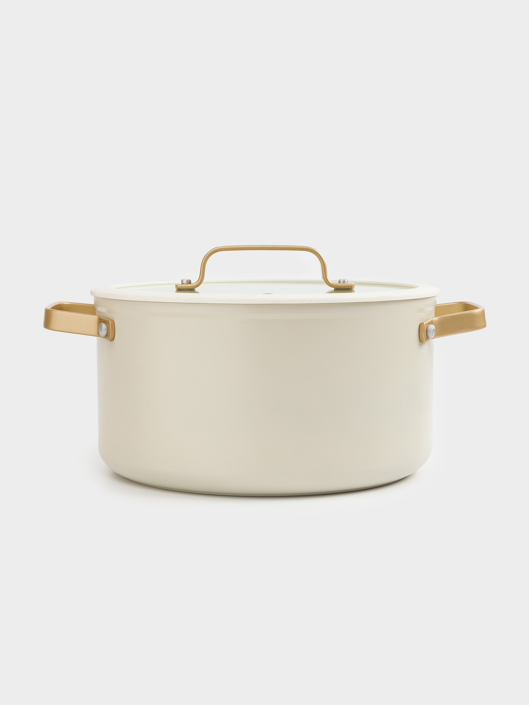 Pot, 24 cm, 5.5 l, with lid, coated, aluminum, milky, Piatto gold, image-1