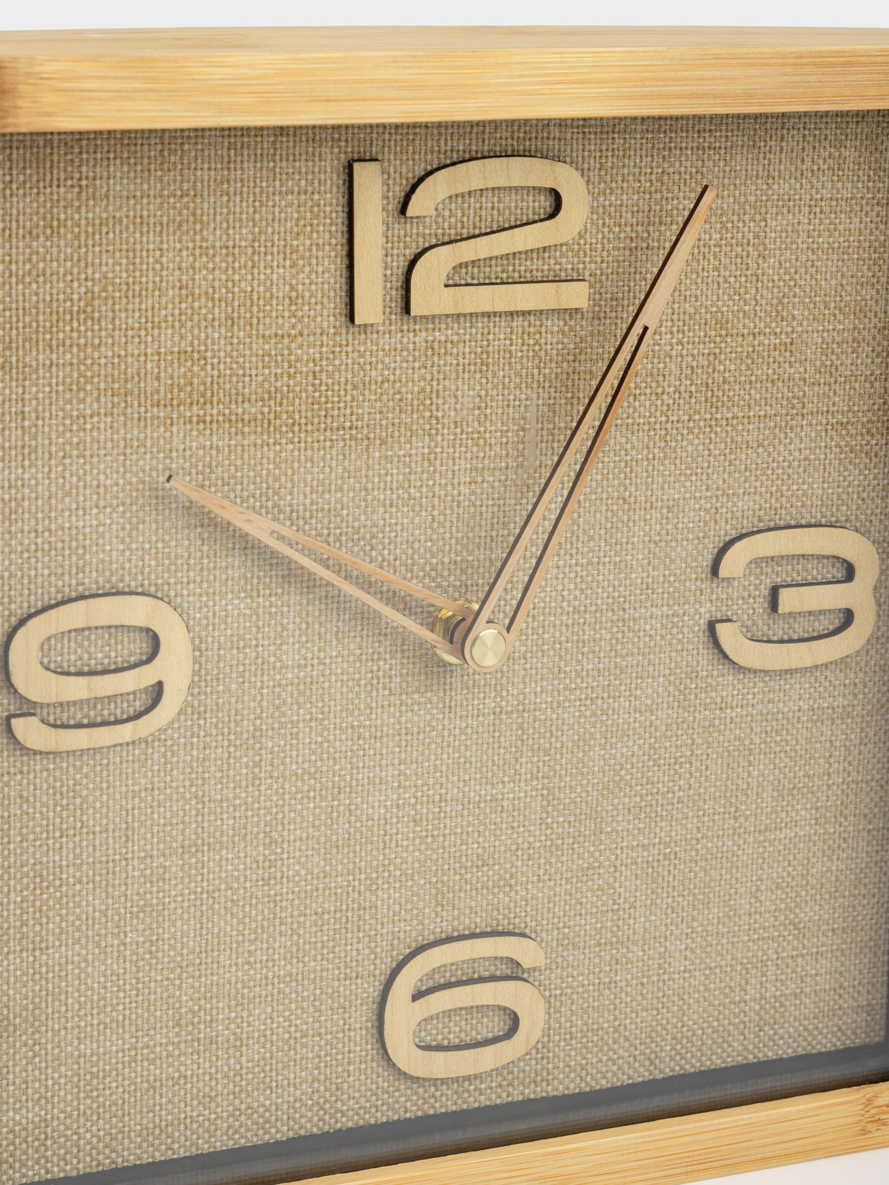 Wall clock, 25 cm, bamboo/glass, square, brown-golden, Dial, image-2