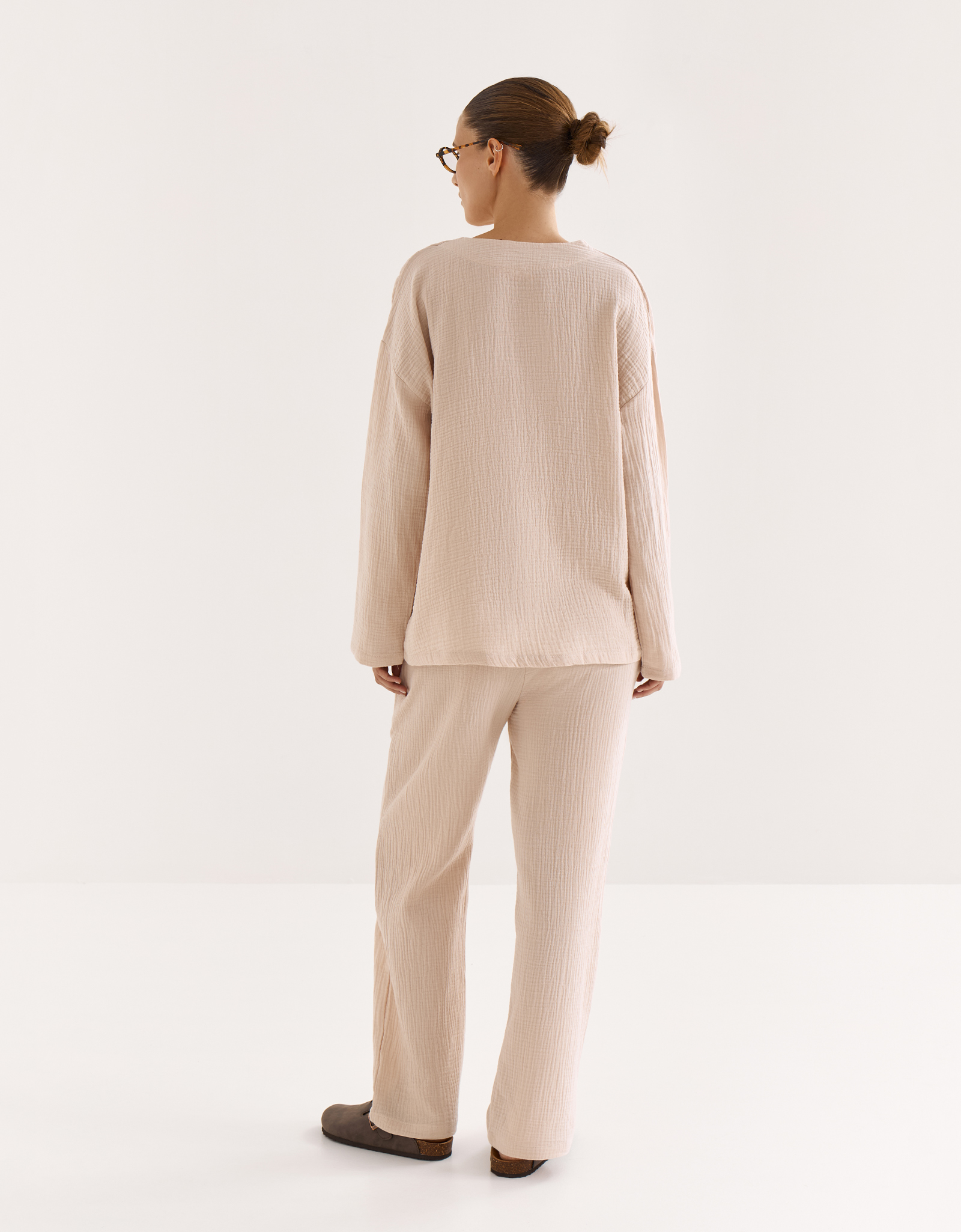 Women's trousers, homewear, size L, muslin, milky, Allison, image-3