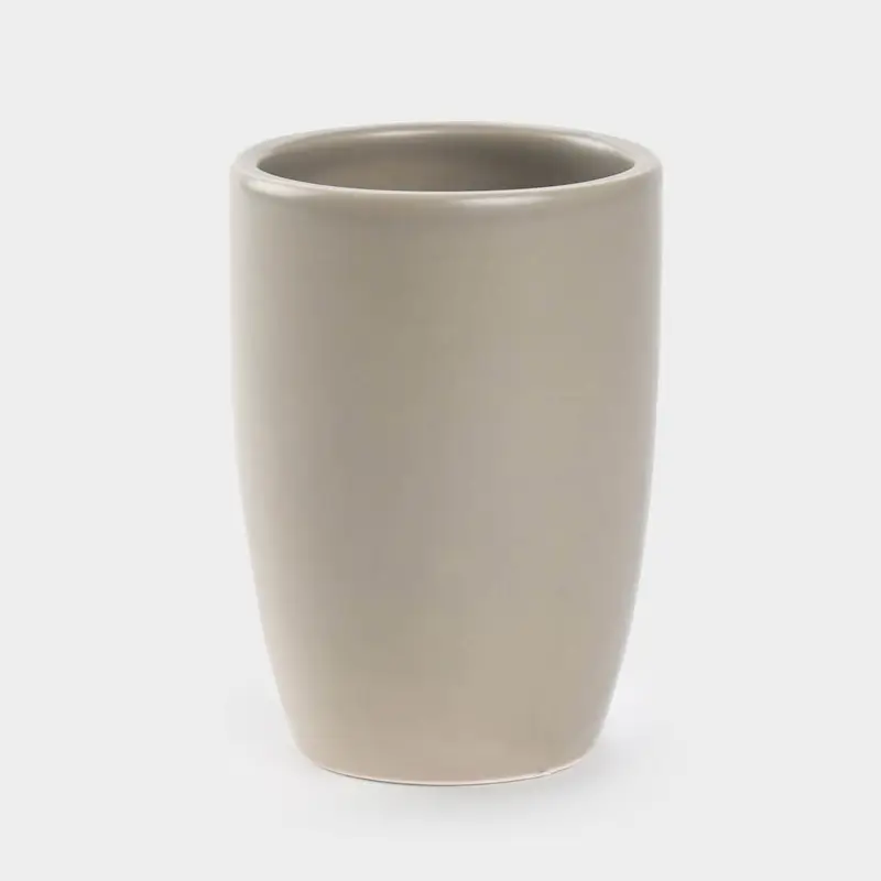 Bathroom glass, 10 cm, ceramic, beige-gray, Giza