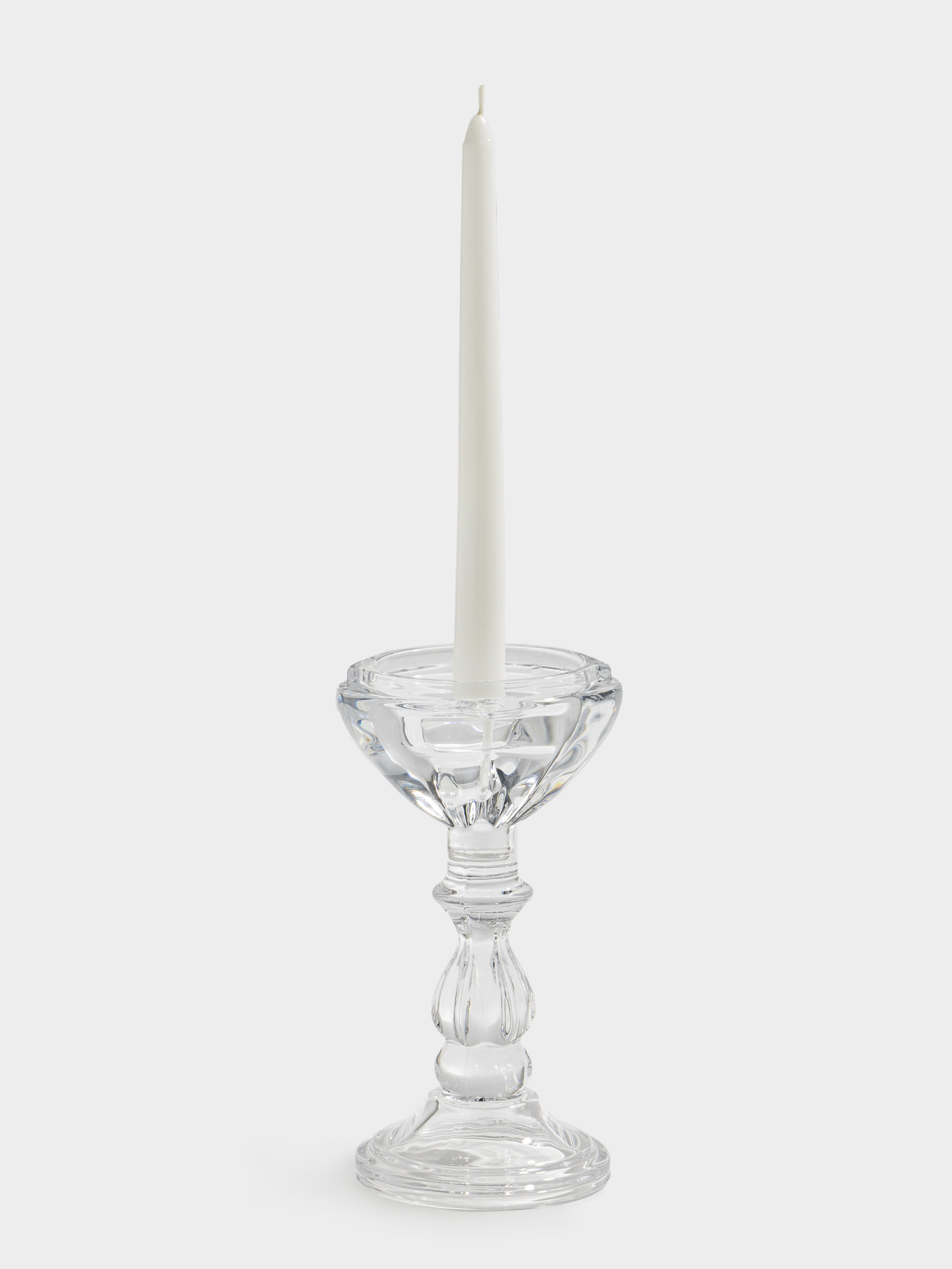 Candlestick, 20 cm, for one candle, on a leg, Glass, Clear, image-4