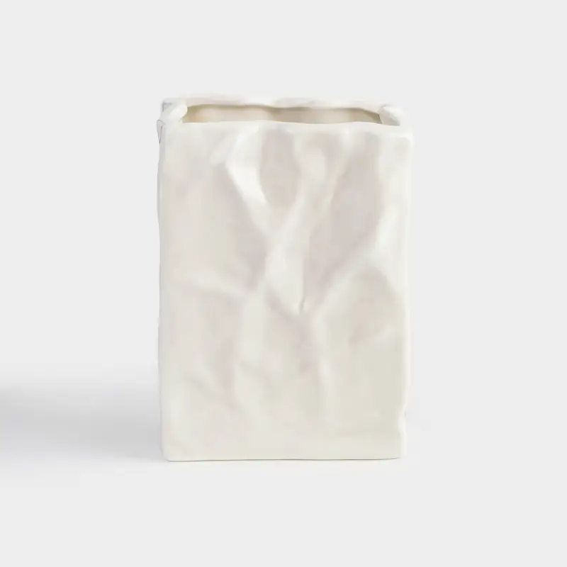 Toothbrush holder, 12 cm, porcelain P, grey-beige, Crumpled effect, Crumple bath ,image-0