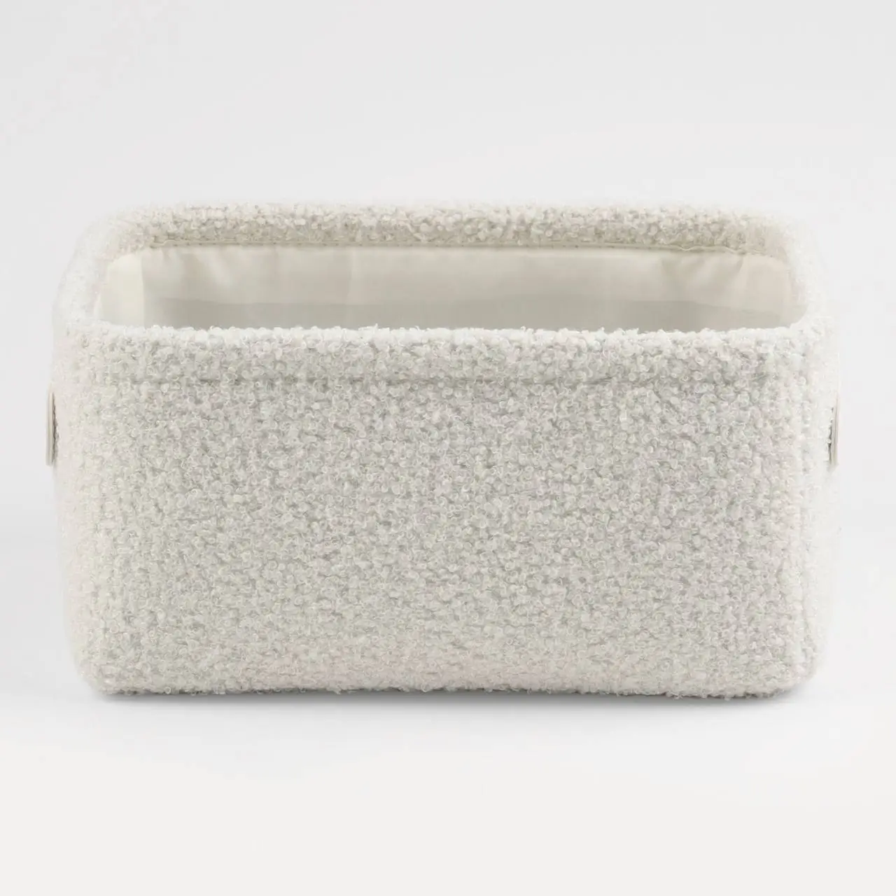 Storage basket, 25x19x12 cm, with handles, boucle, rectangular, milk, Boucle, image-0