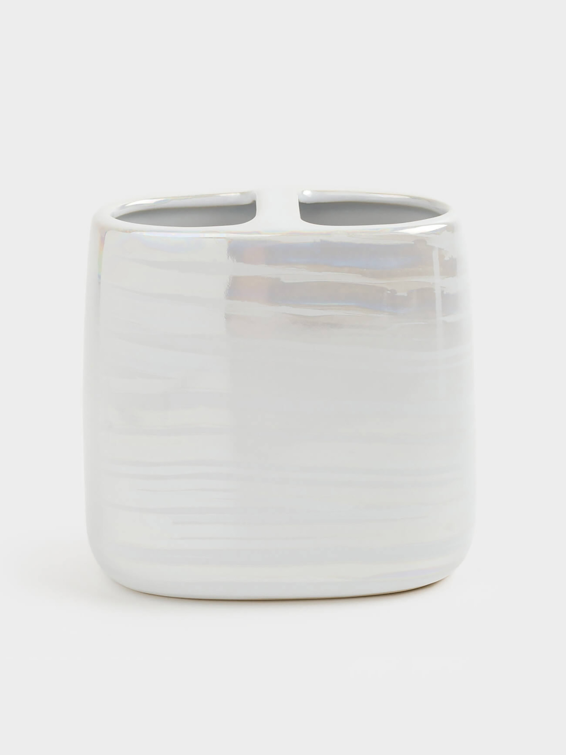 Toothbrush holder, 11 cm, ceramic, white, mother of pearl, Odyssey