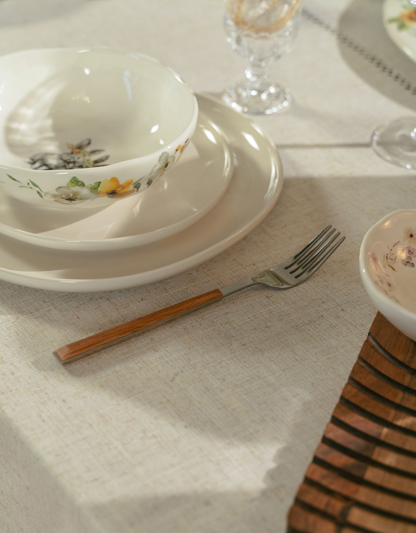 Tablecloth, 160x160 cm, polyester / linen, beige, Hemstitch