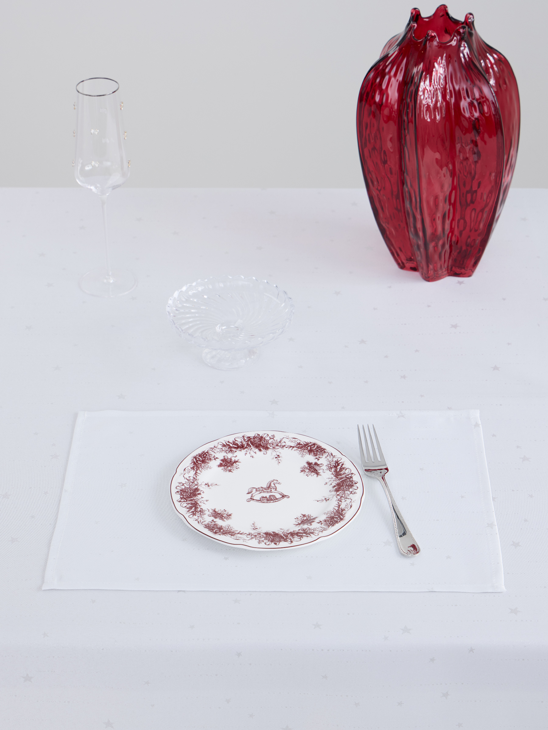 Placemat, 30x45 cm, jacquard, polyester, light grey, Silver stars, Starlight, image-1
