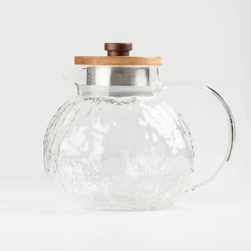 Jug, 1,4 l, with filter cap, Used glass / wood, Nautilus, image-0