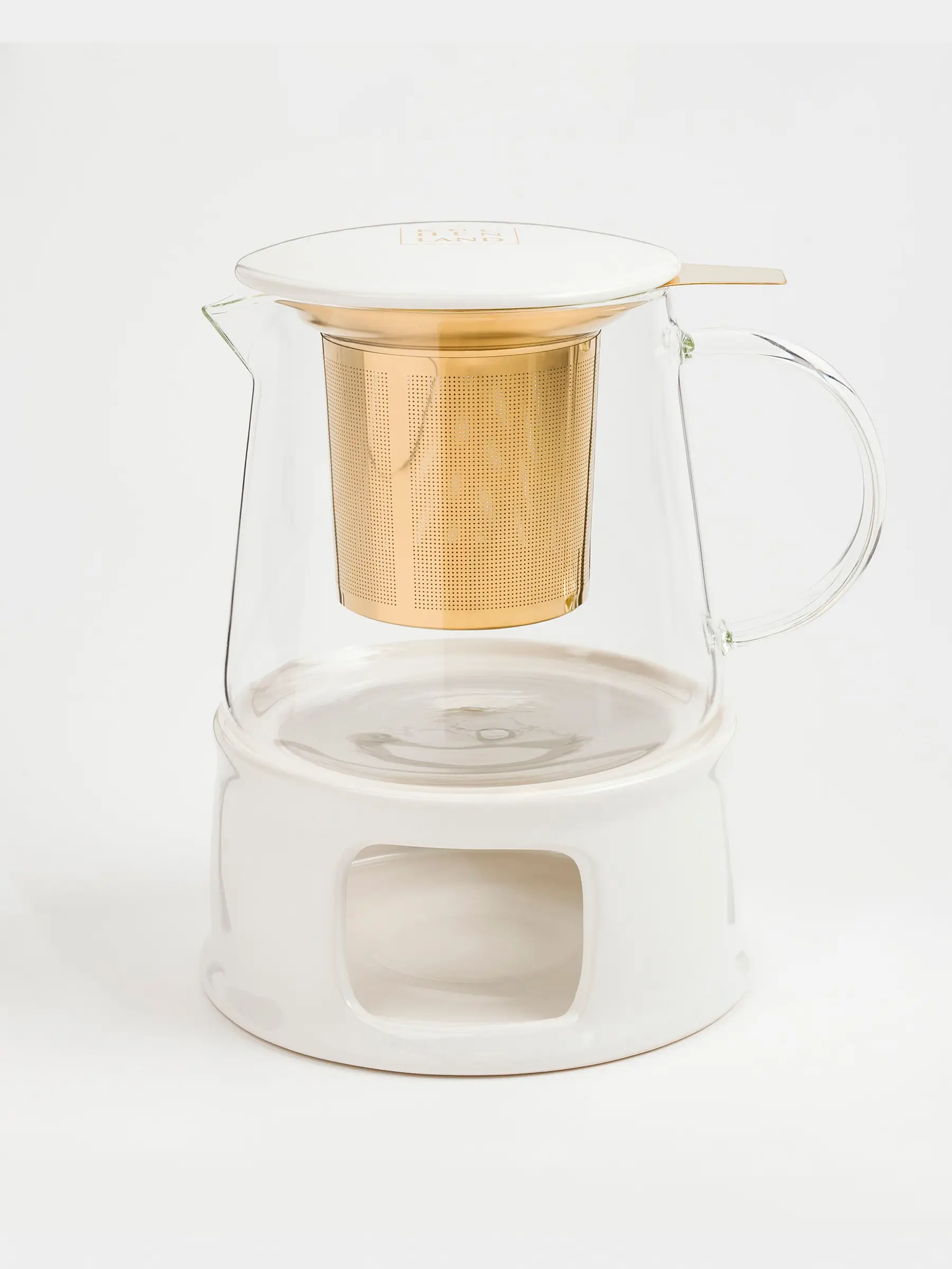 Teapot, 600 ml, heated, glass B / porcelain P, milk-golden, Ellan