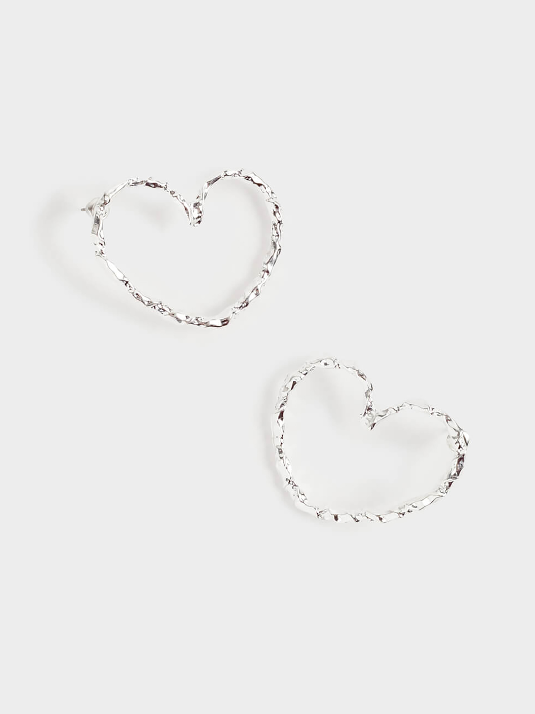 Stud earrings, 4 cm, 2 pieces, metal, silver, Hearts, Jewelry heart