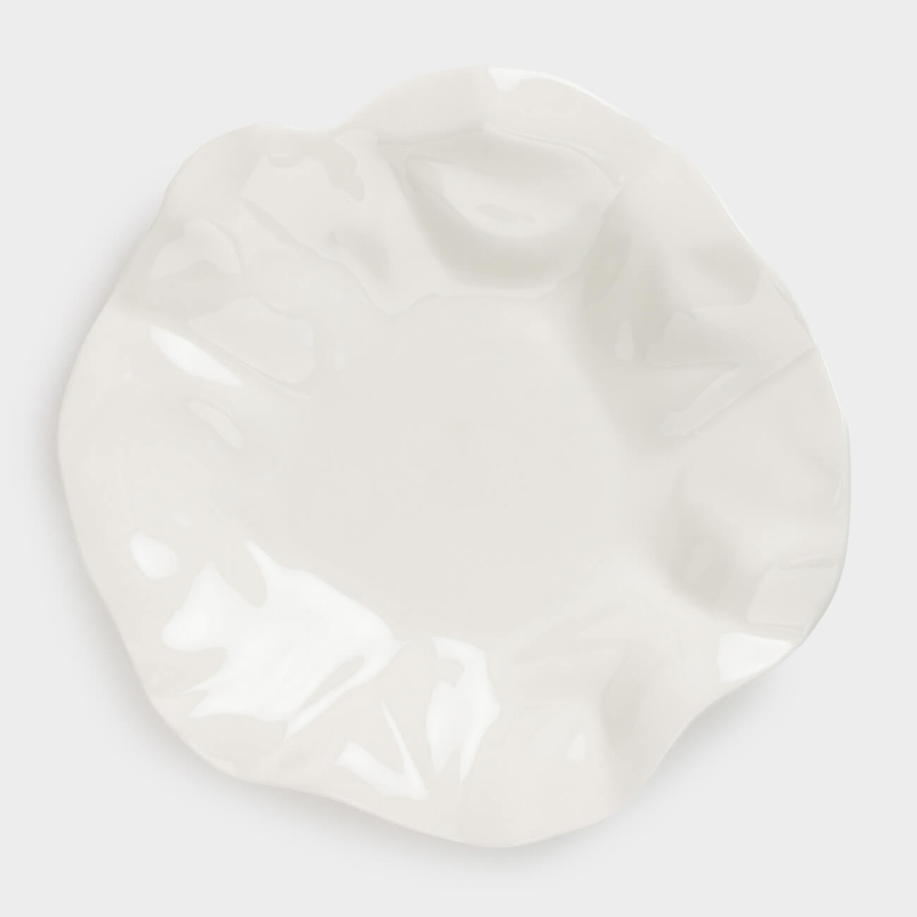 Snack plate, 21 cm, porcelain N, milk, Crumpled effect, Crumple