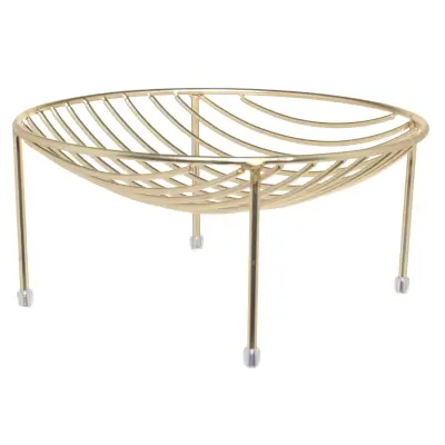 Fruit basket, 26 cm, with legs, metal, golden, Twist gold