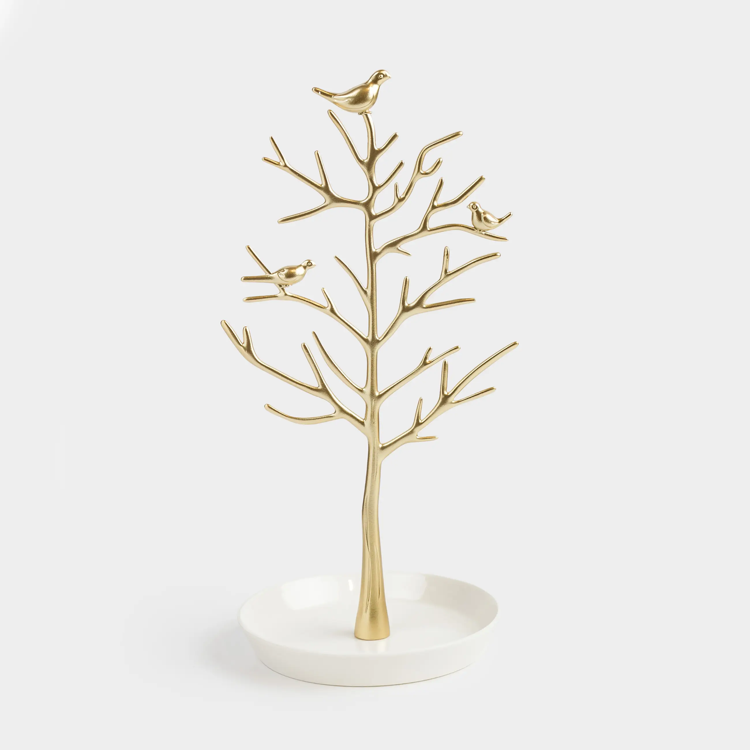 Jewelry holder, 30 cm, metal, gold, Wood with birds, Magic tree
