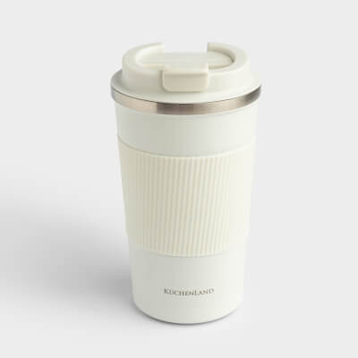 Thermo mug, 500 ml, with zarf, steel / plastic/silicone, beige, Coffee life ,image-0