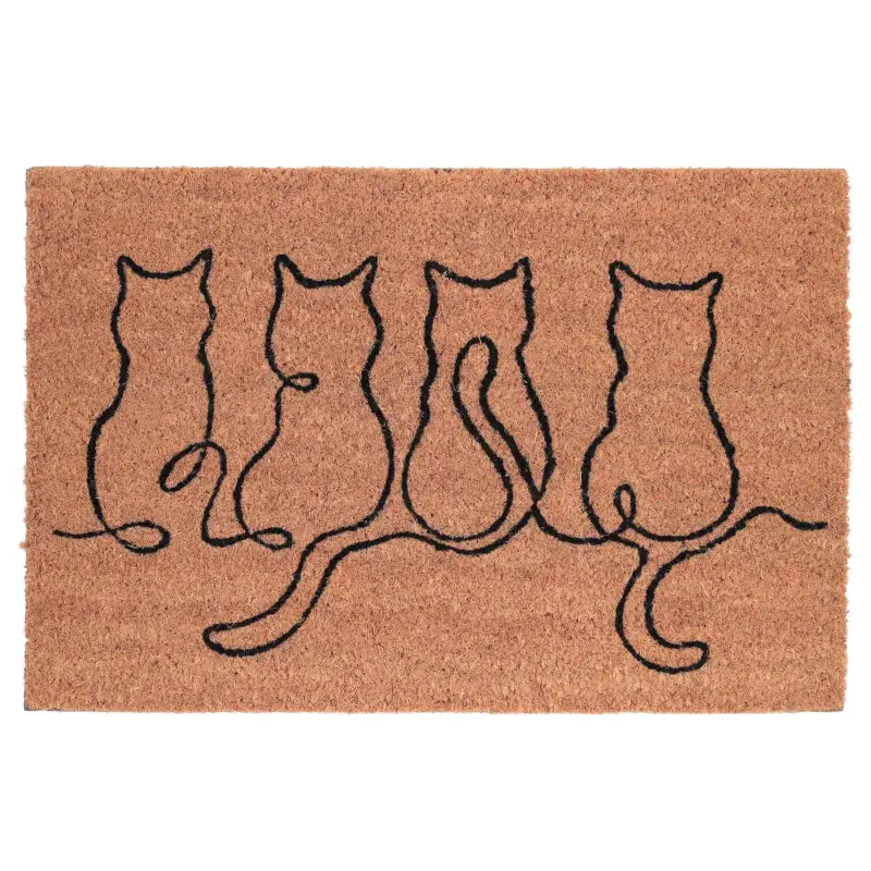 Door mat, 40x60 cm, coconut / PVC, brown, Cats, Cat ,image-0