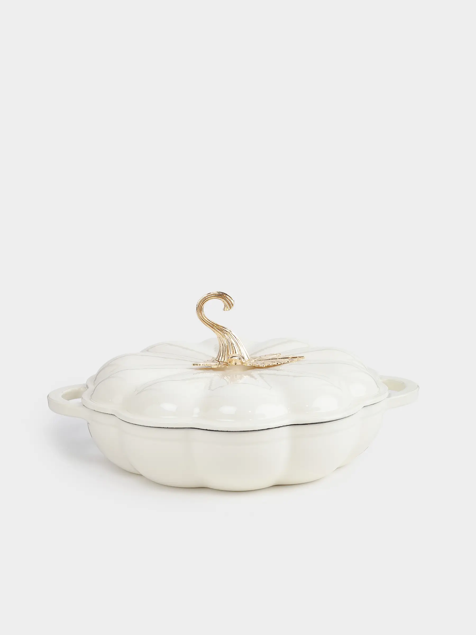 Saucepan, 26 cm, 2.3 l, with lid, cast iron, milky, Pumpkin, Gourd