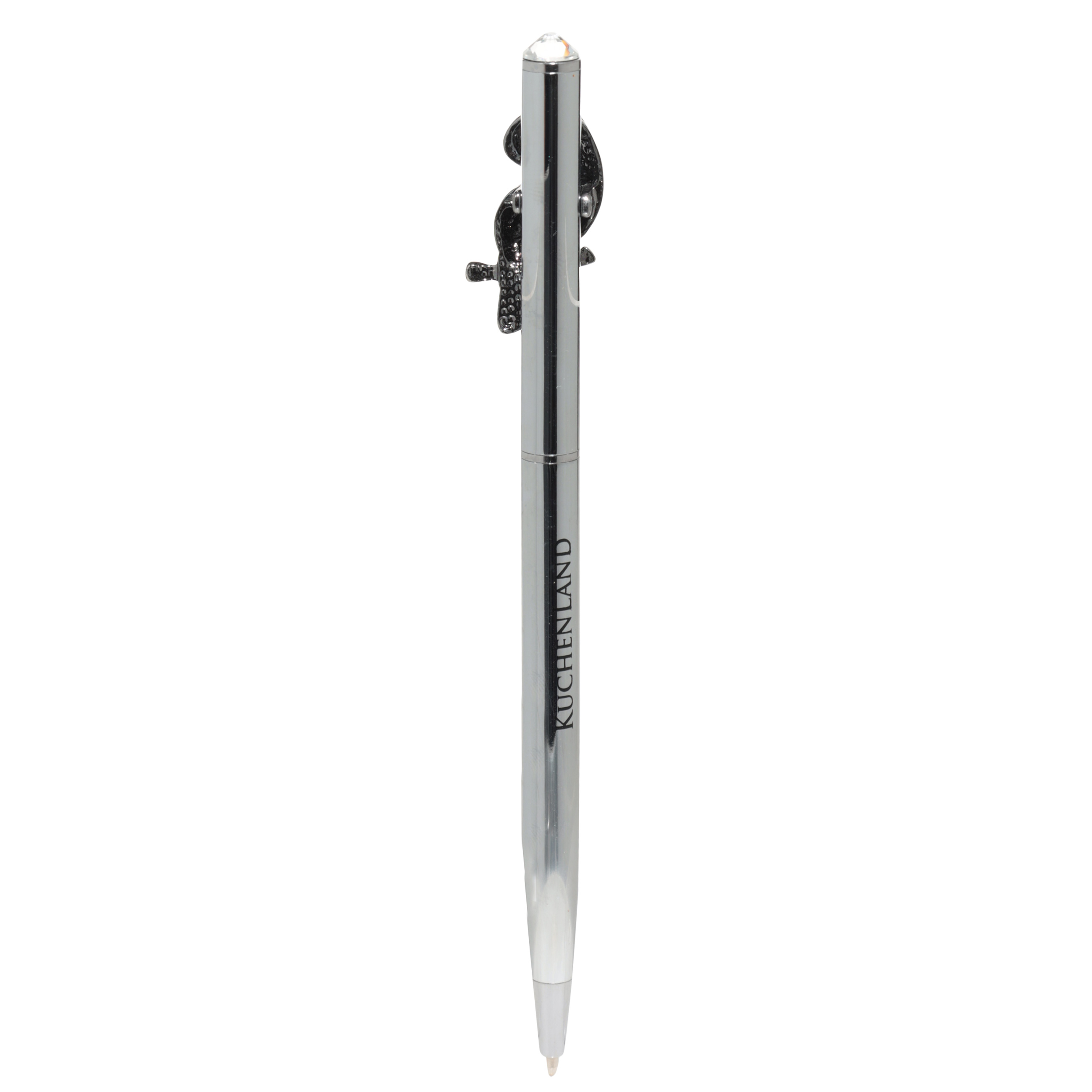 Ballpoint pen, 14 cm, with a figure, steel, black and silver, Owl, Draw figure, image-2
