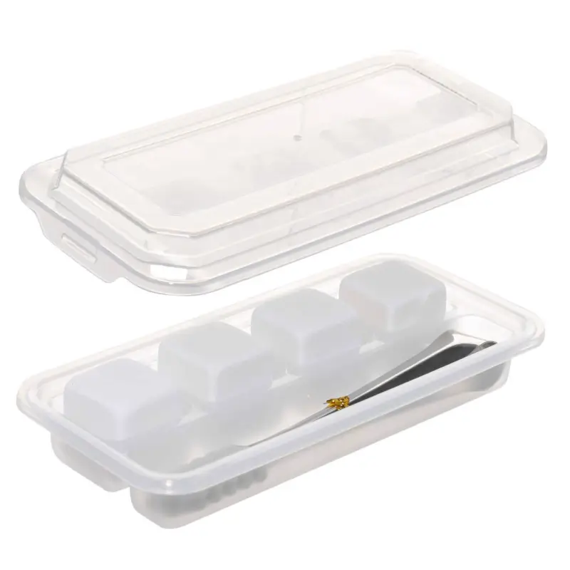 Set of cubes for cooling drinks, 5 items, with tongs, in a box, marble / steel, Marble
