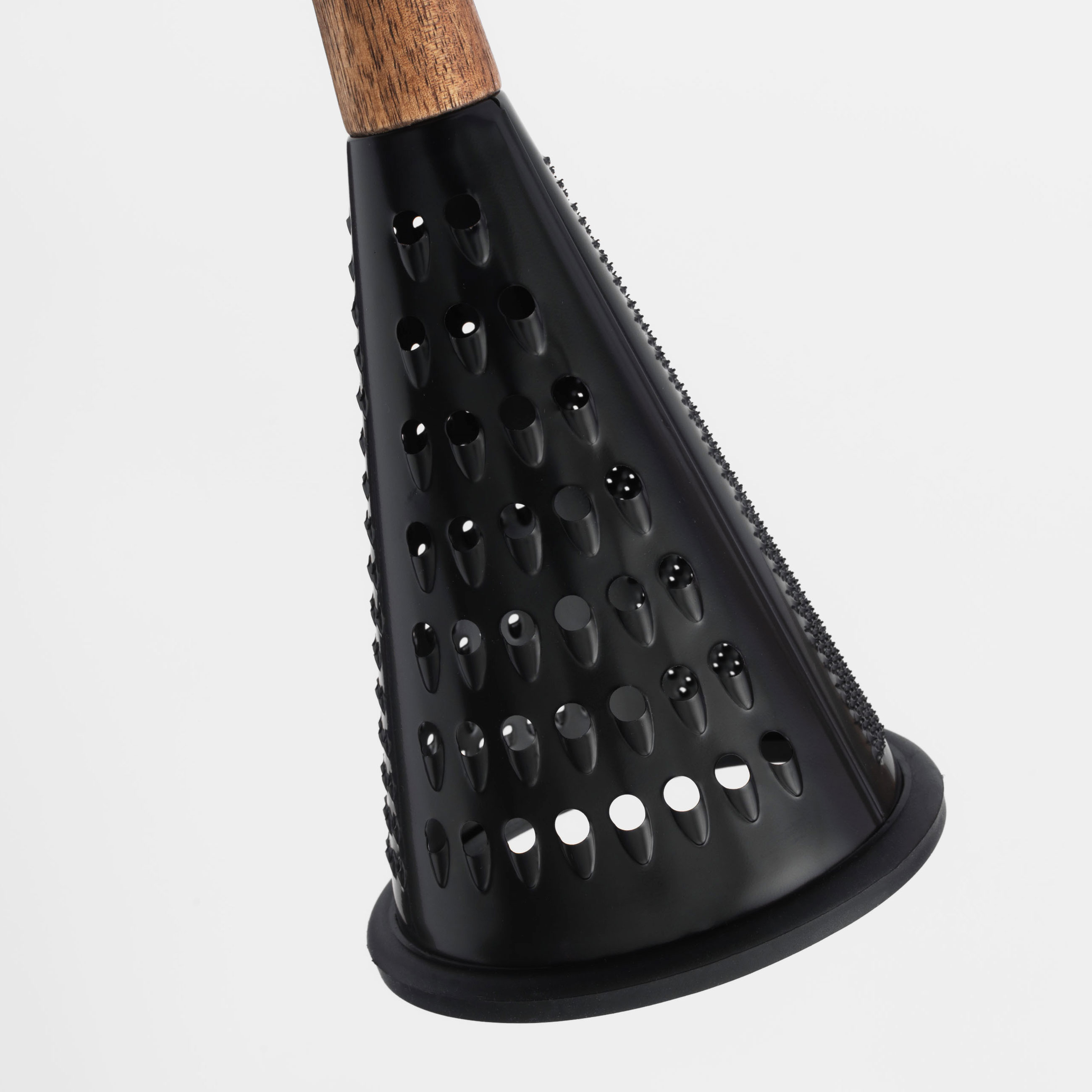 Grater, 25 cm, steel / wood, round, Black, Black style