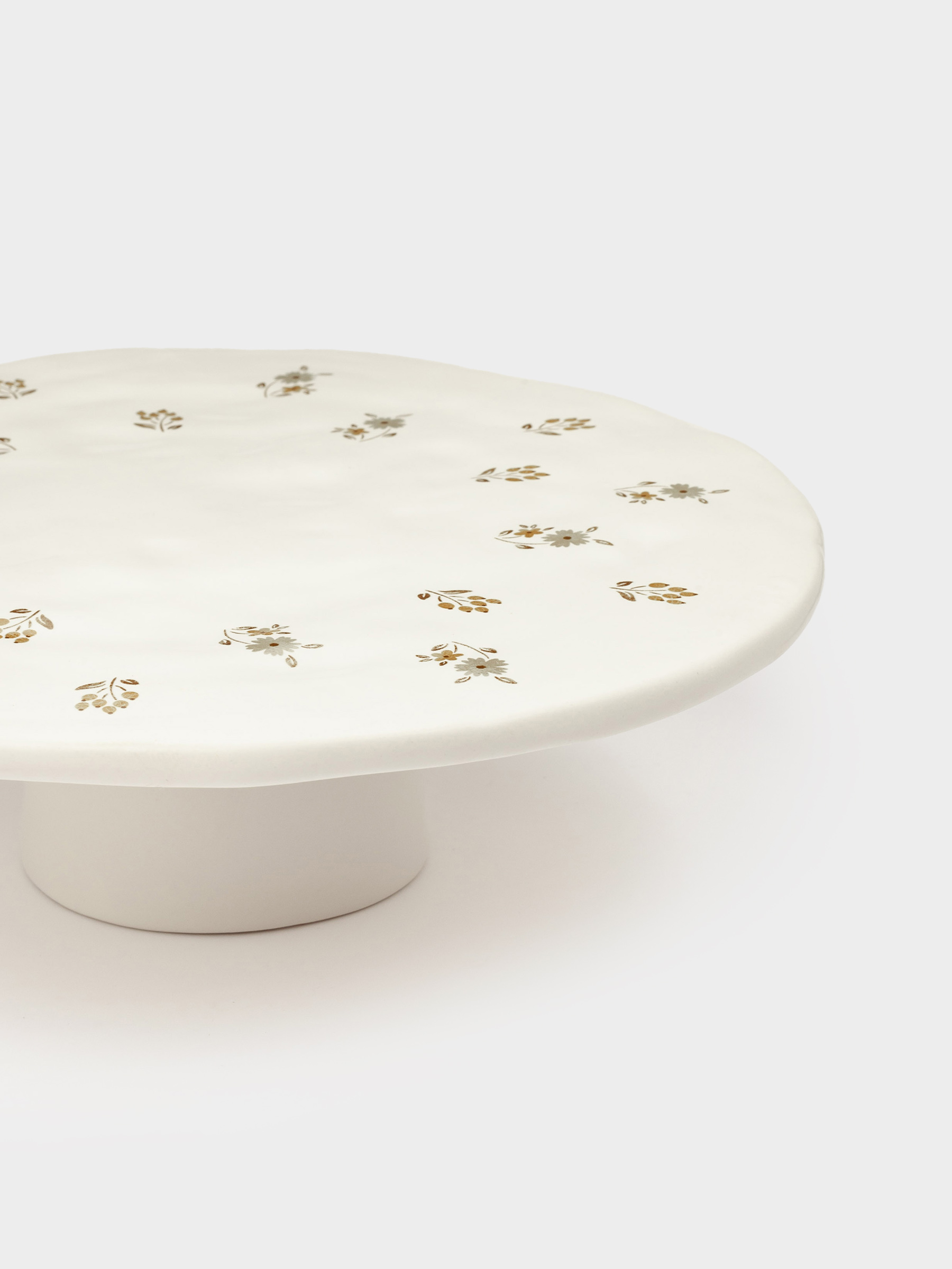 Dish on a leg, 23x7 cm, ceramic, milk, Vintage flowers, La flore, image-6