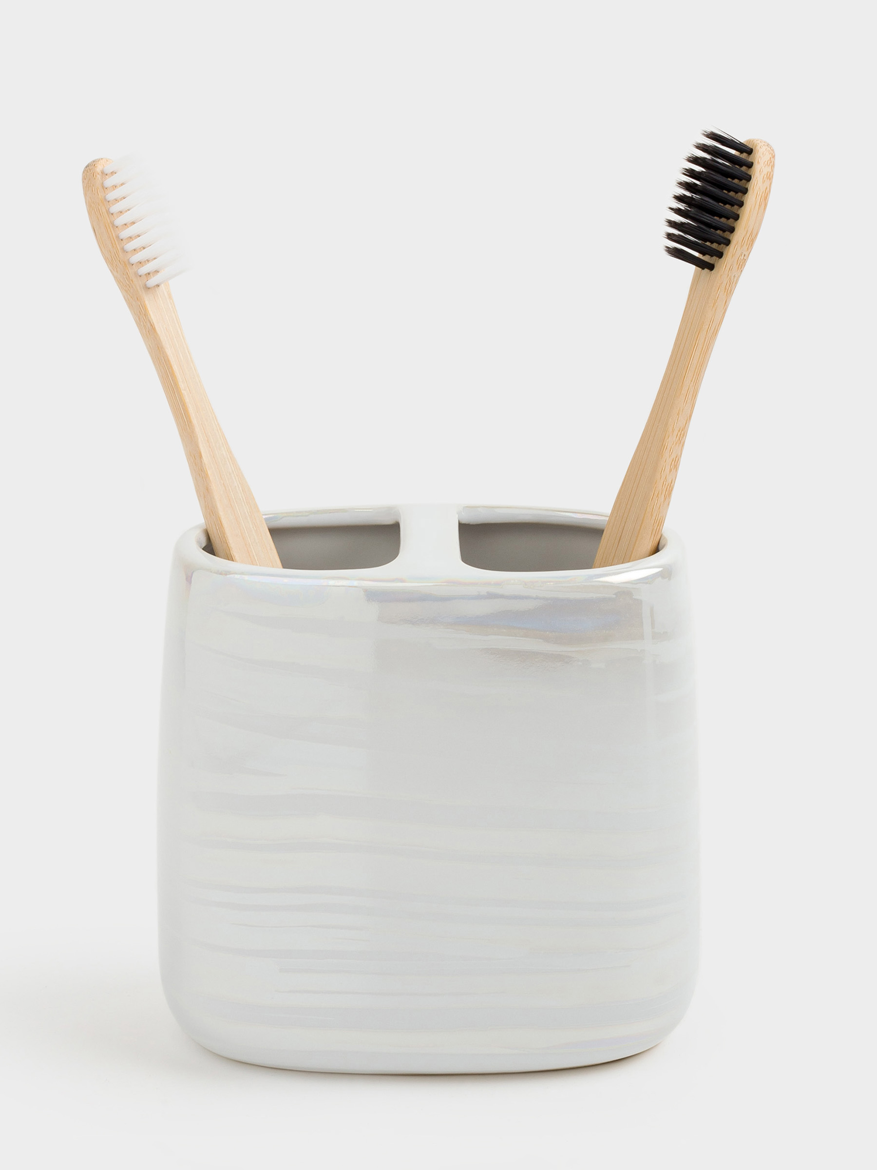 Toothbrush holder, 11 cm, ceramic, white, mother of pearl, Odyssey