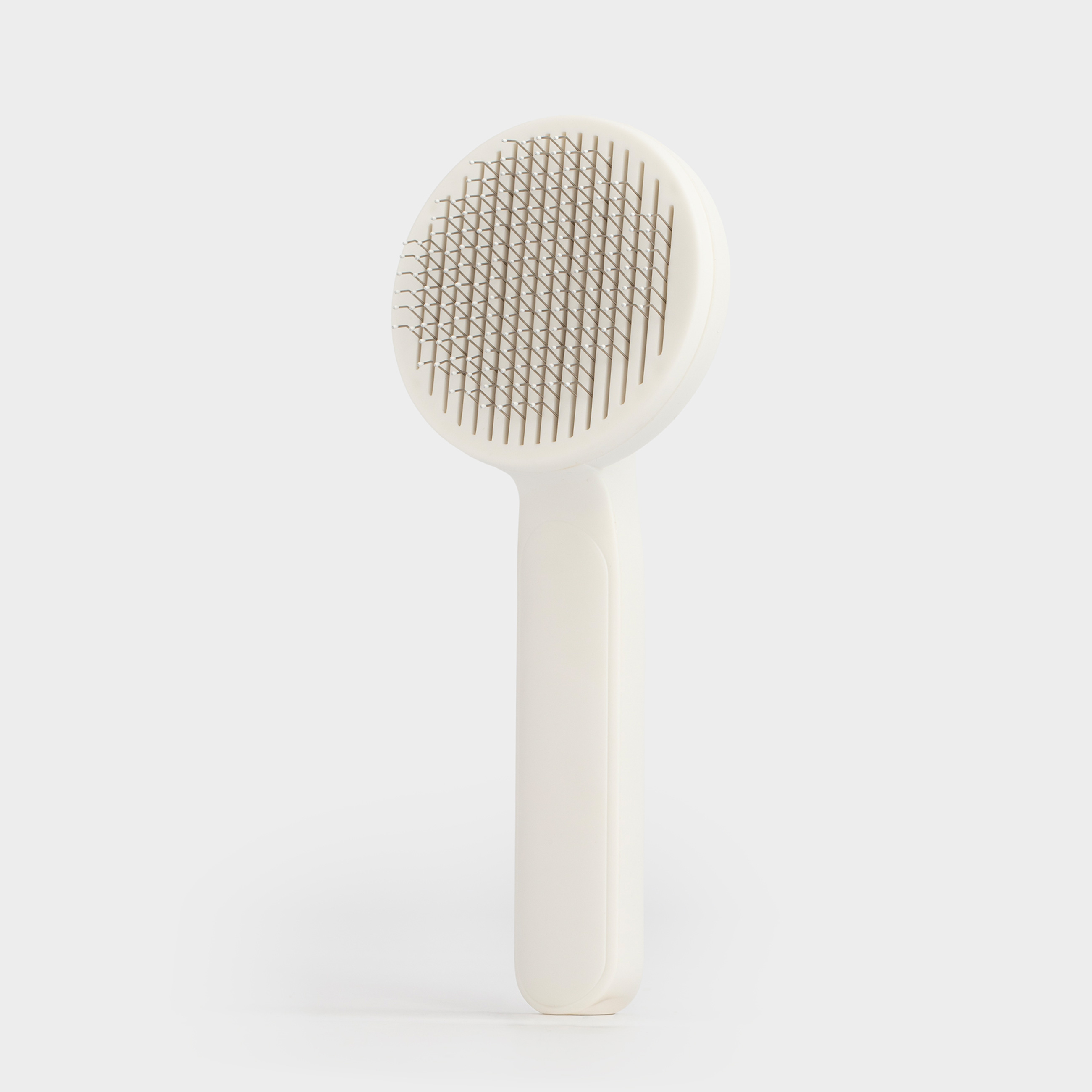 Pet hair comb, 18 cm, Self-cleaning, plastic / steel, White-gray, Ears, Pet