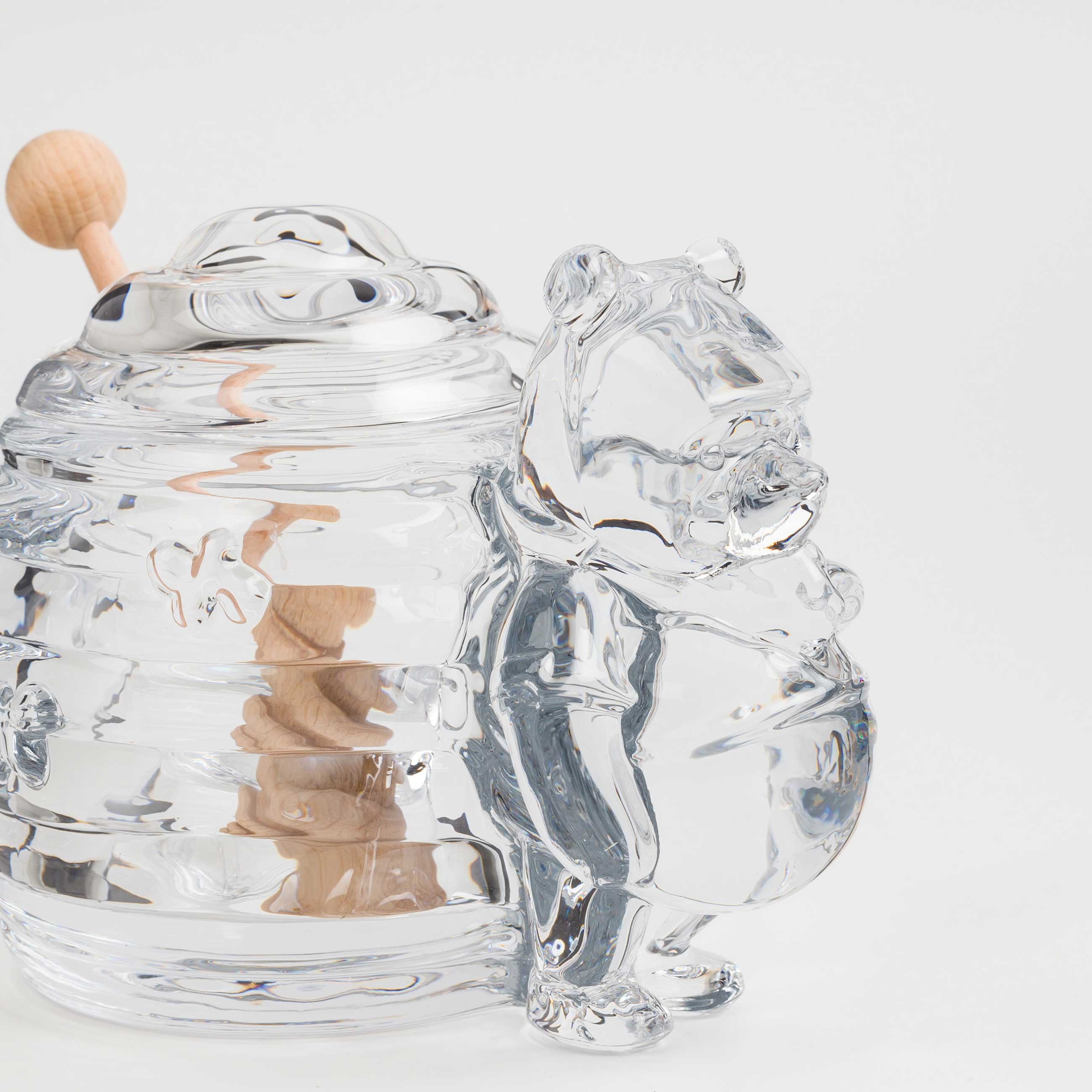 Honey jar, 270 ml, with spoon, glass/tree, Bear, Honey