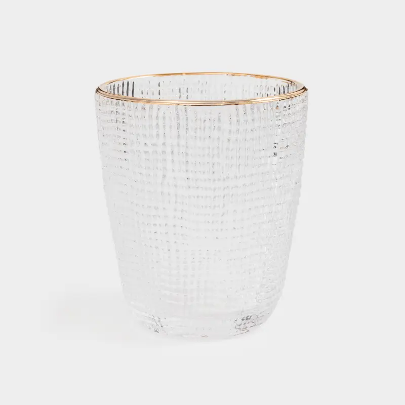 Glass, 10 cm, 320 ml, glass R, with golden edging, Grain gold ,image-0