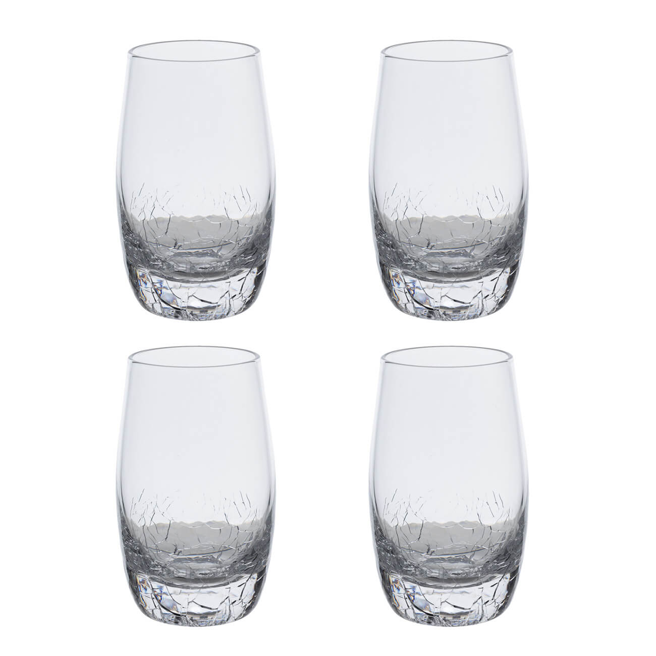Vodka shot glass, 70 ml, 4 pcs, glass, Craquelure, Ice