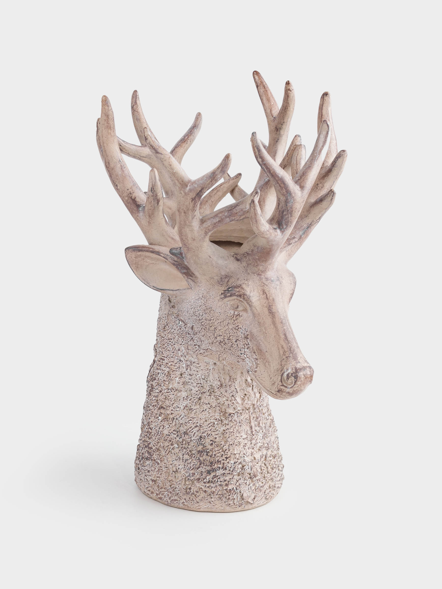 Decorative vase, 40 cm, polyresin, brown, Deer head, Deer, image-1