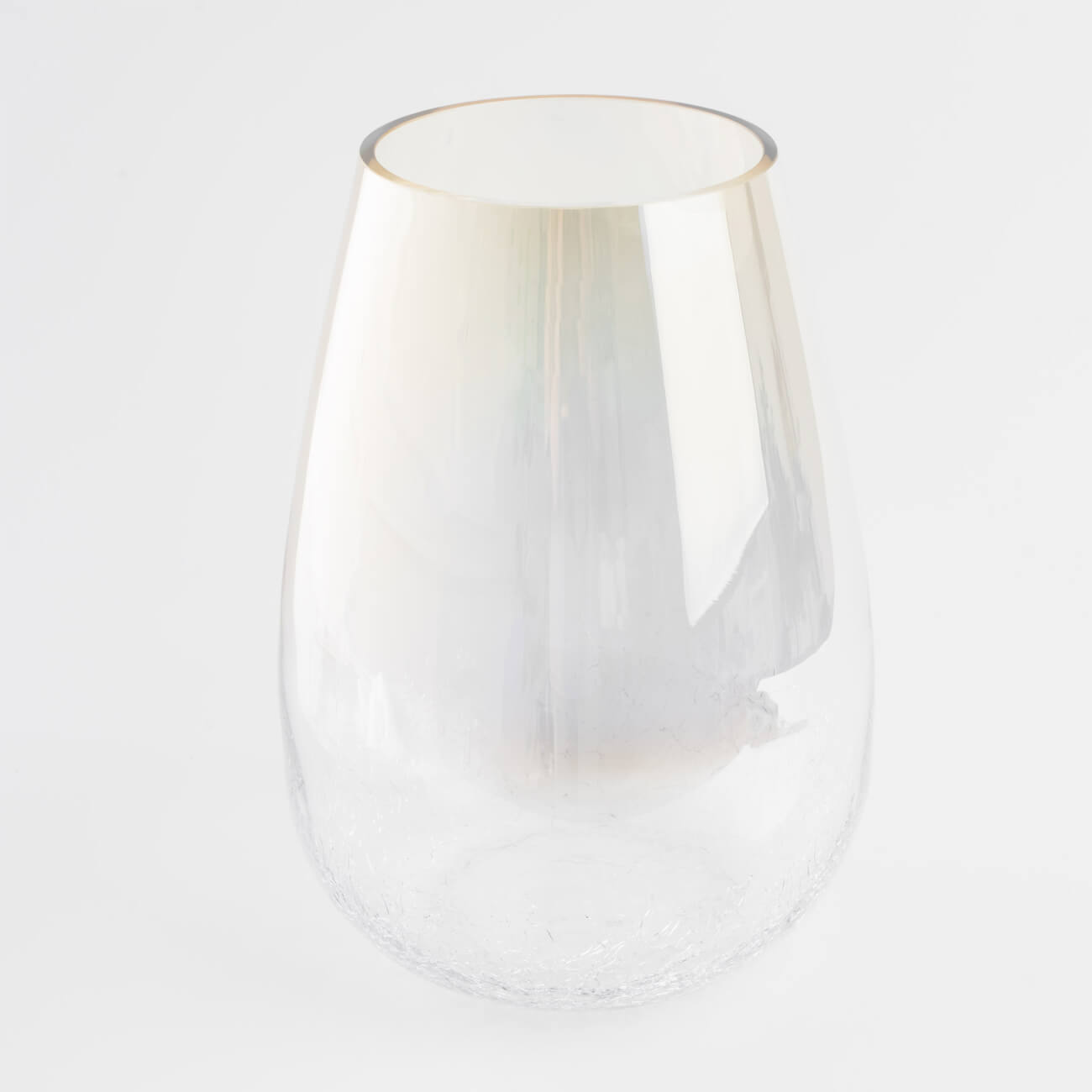 Flower vase, 26 cm, glass, beige gradient, Craquelure, Ice