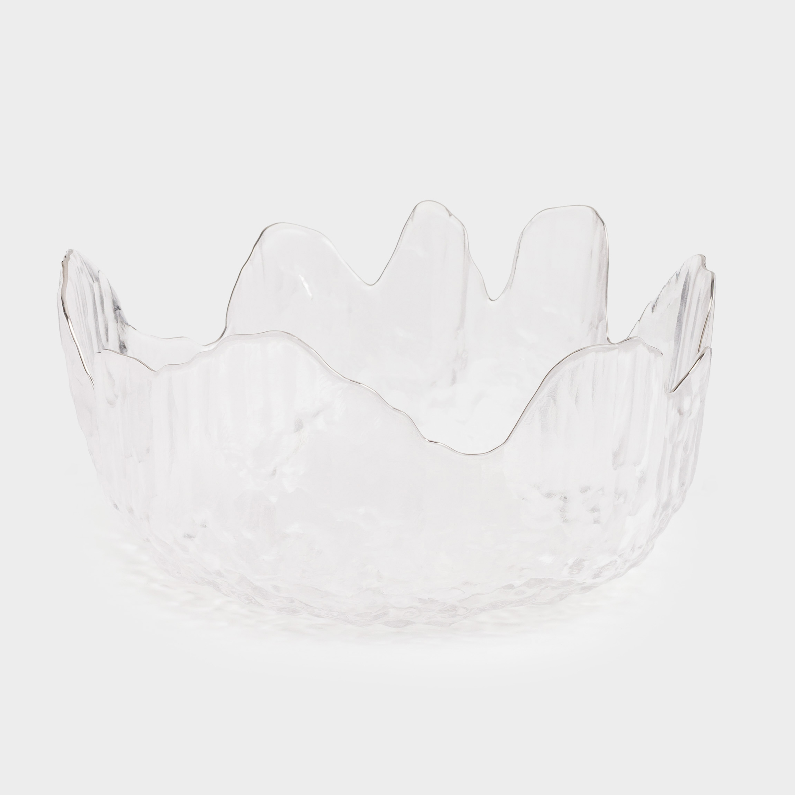 Salad bowl, 17x7 cm, 700 ml, glass, with silver edging, Nautilus silver, image-0