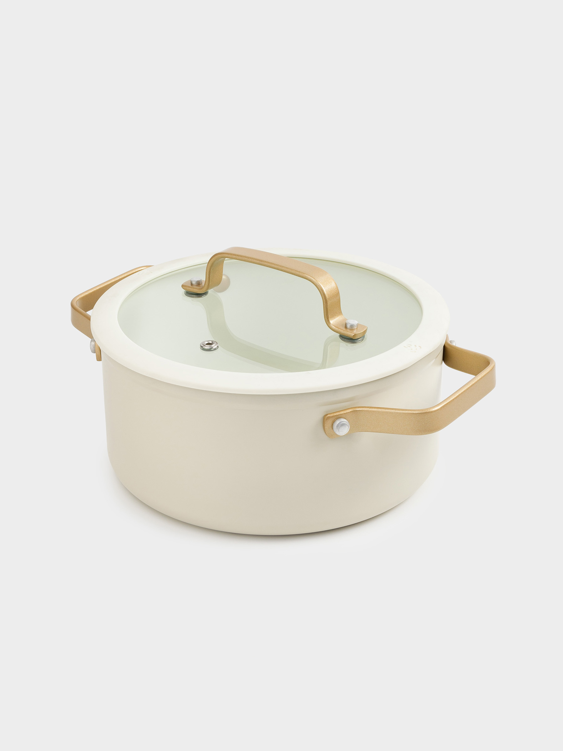 Pot, 20 cm, 2.8 l, with lid, coated, aluminum, milky, Piatto gold, image-1