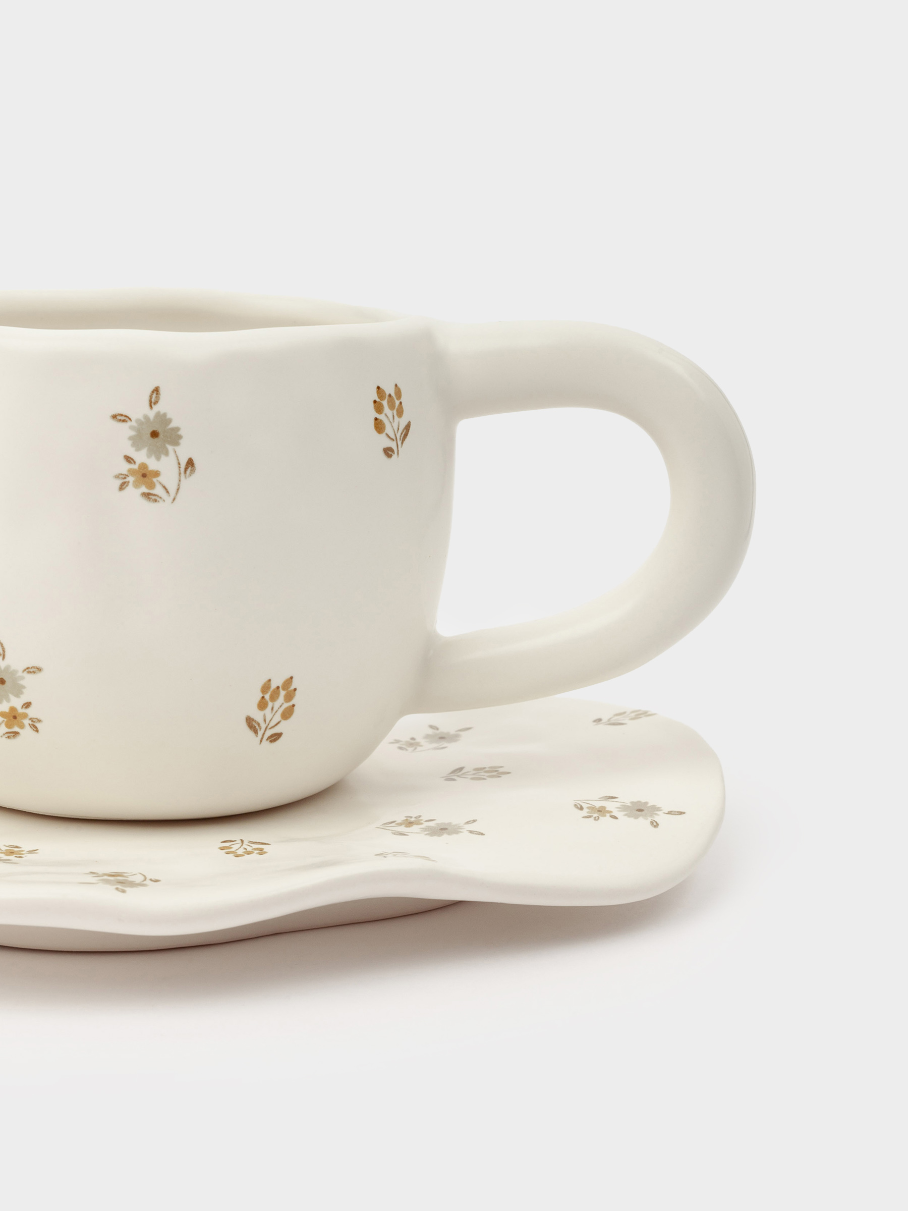 Tea pair, 1 person, 2 items, 360 ml, ceramics, milky, Vintage flowers, La flore, image-6