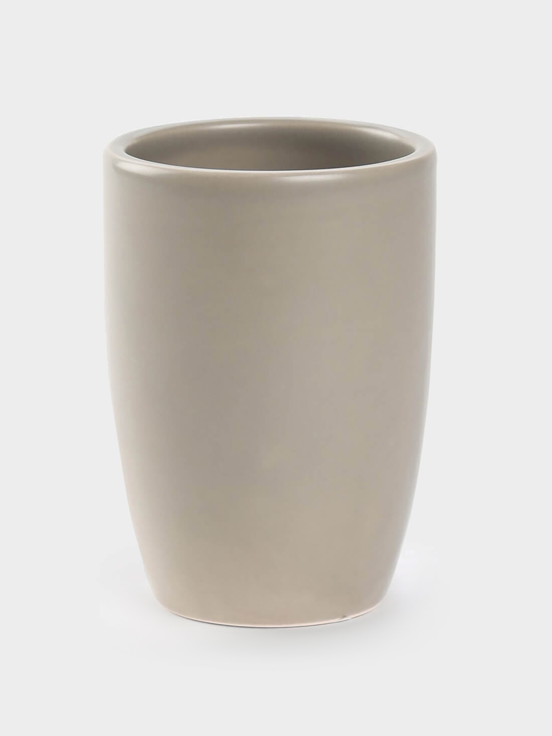 Bathroom glass, 10 cm, ceramic, beige-gray, Giza