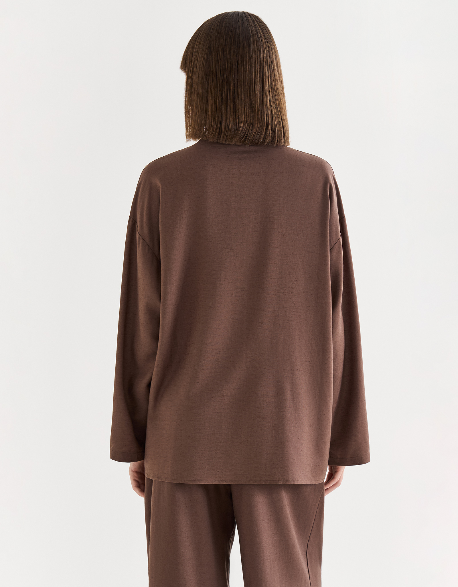 Women's shirt, size S, with long sleeves, viscose / linen, brown, Redana, image-5