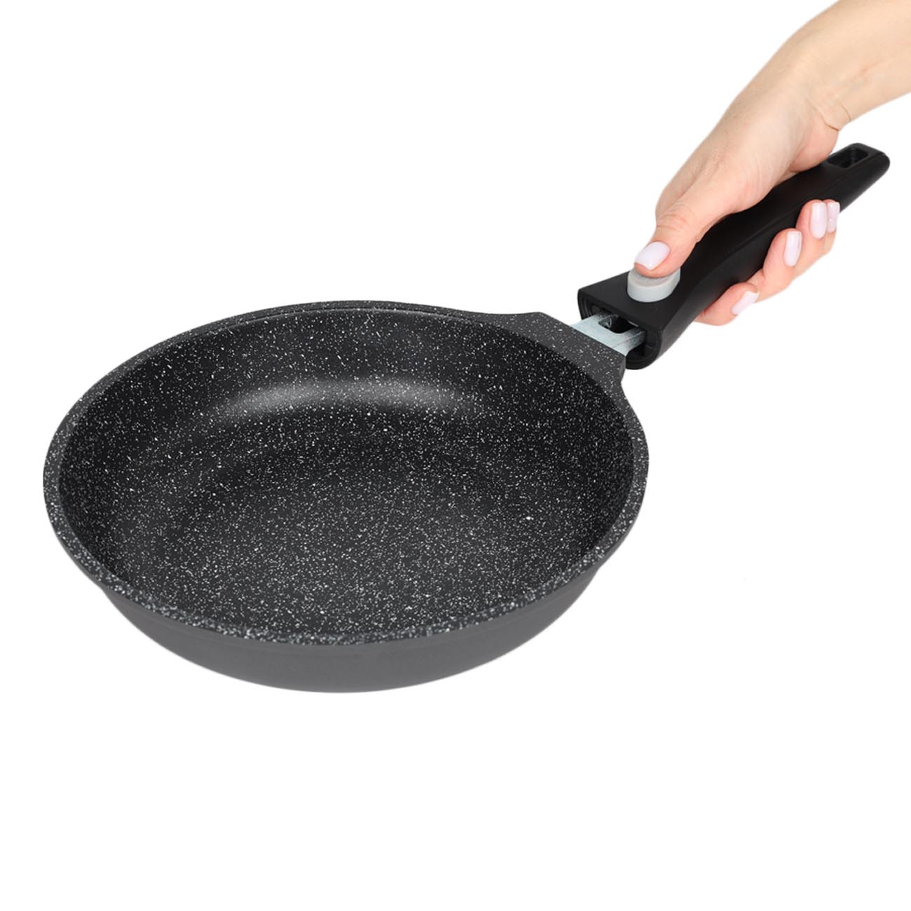 Frying pan, 28 cm, removable handle, coated, aluminum, Solution 2