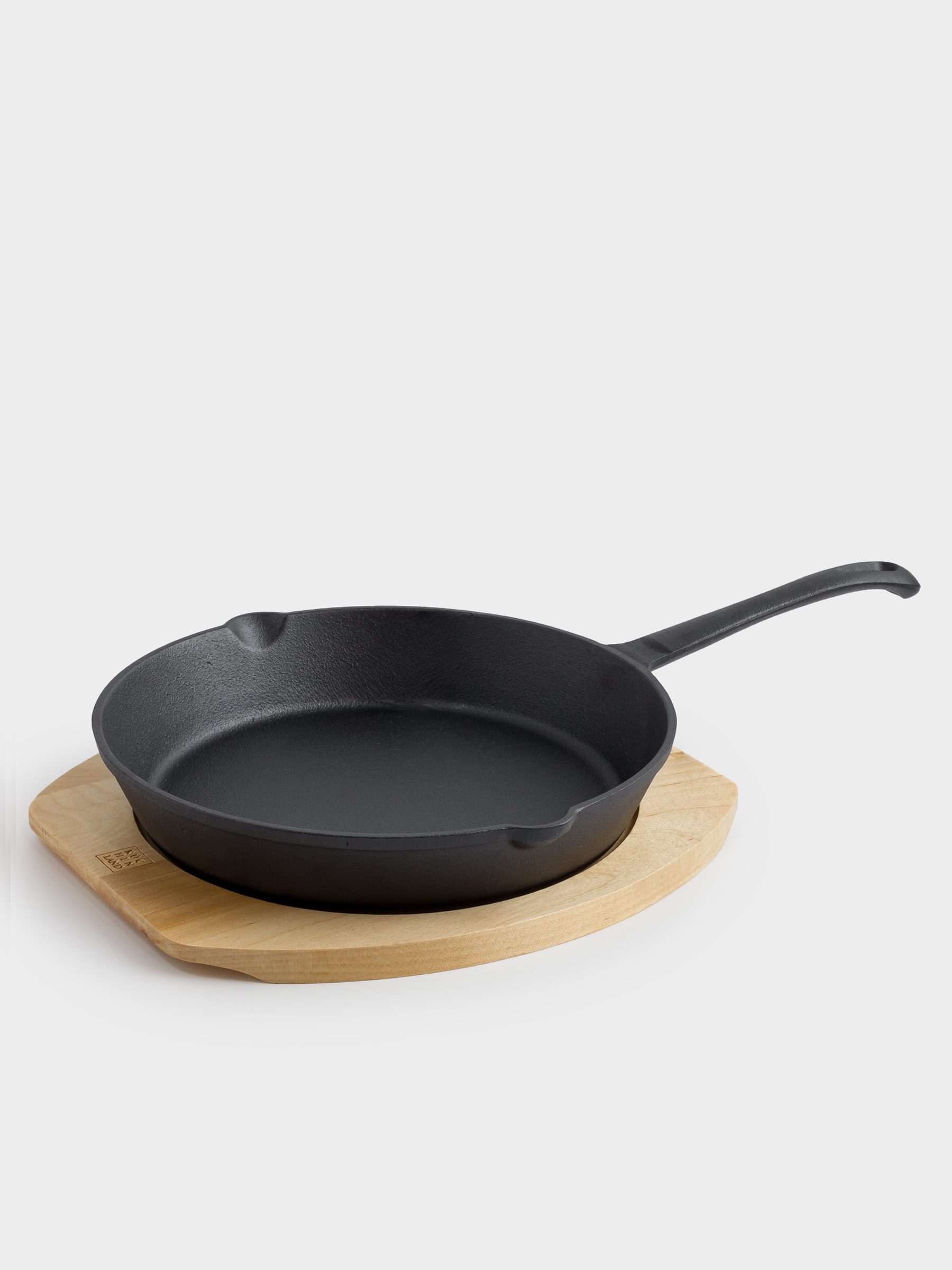 Frying Pan with base, 25 cm, cast iron/wood, round, black, Authentic, image-0
