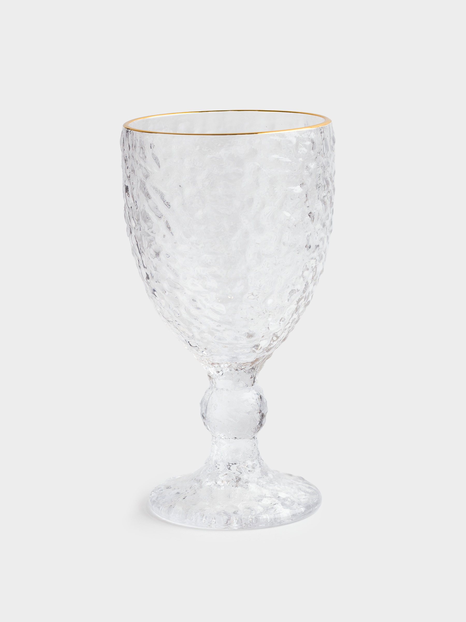 Wine goblet glass, 320 ml, glass, with golden edging, Nautilus Gold, image-1