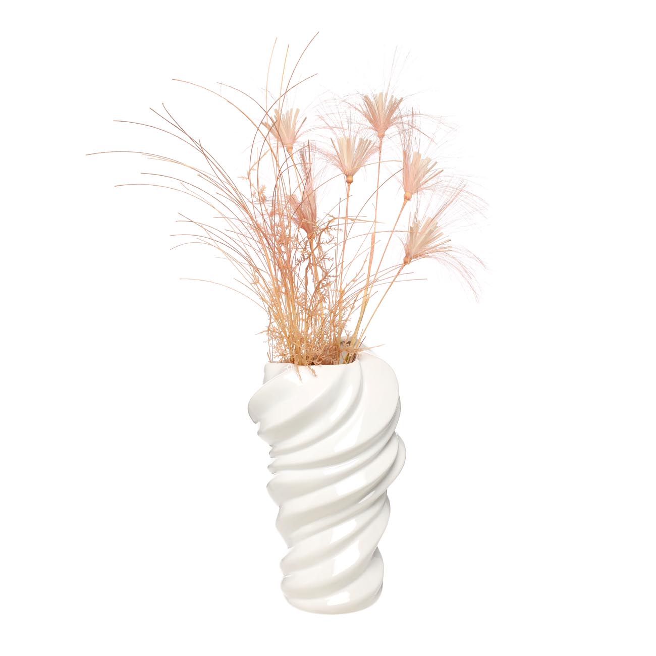Flower vase, 30 cm, ceramic, white, Waves, Fluid
