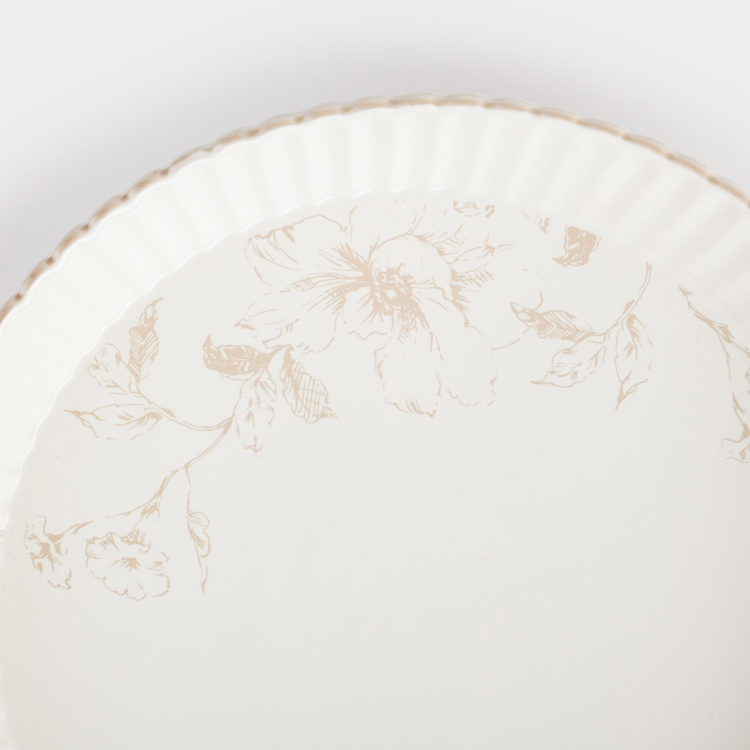 Baking dish, 25 cm, ceramic, milky, beige flowers, Maleo