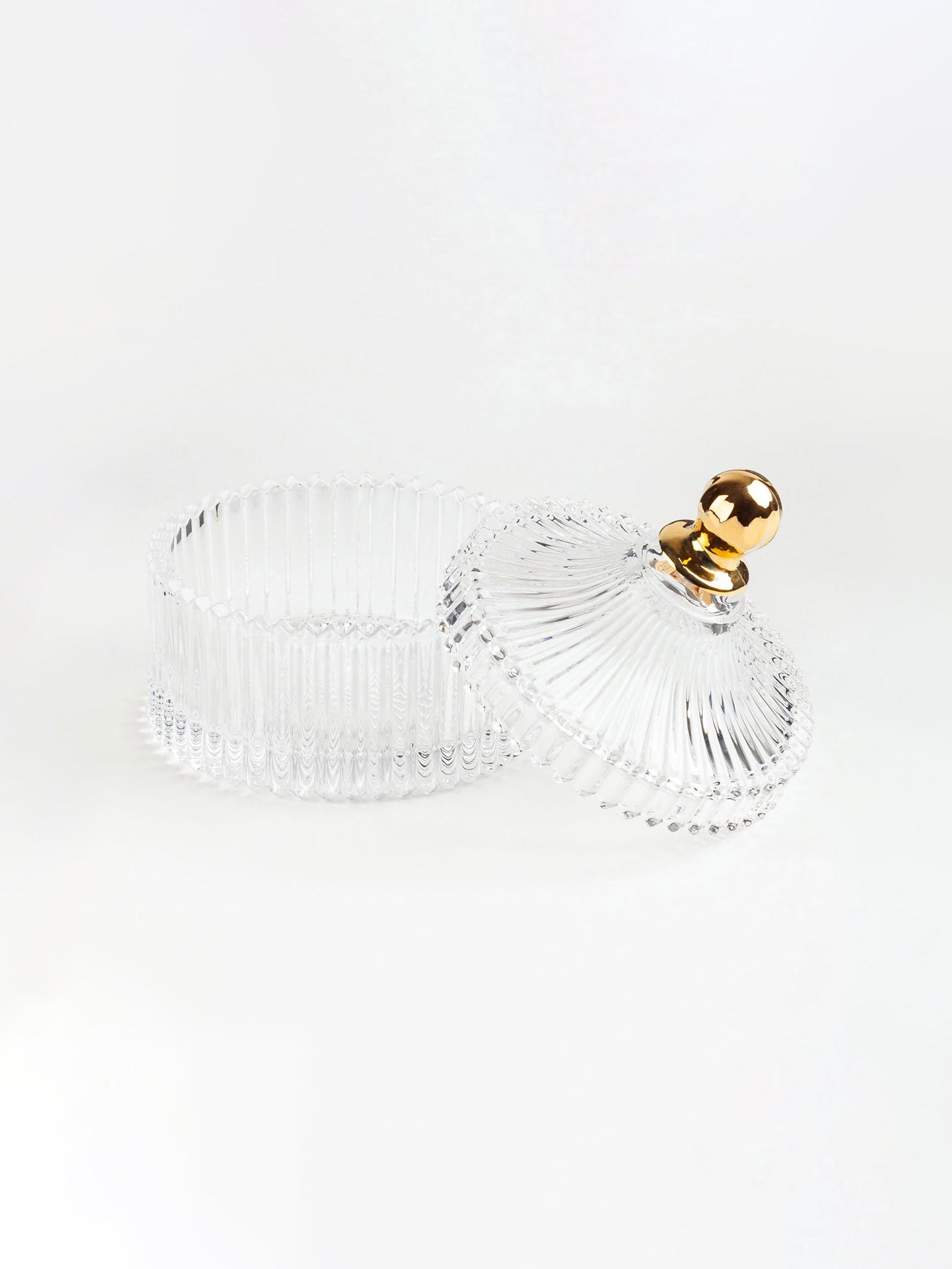 Storage container, 11x12 cm, 210 ml, glass R, with gold handle, Selene, image-2