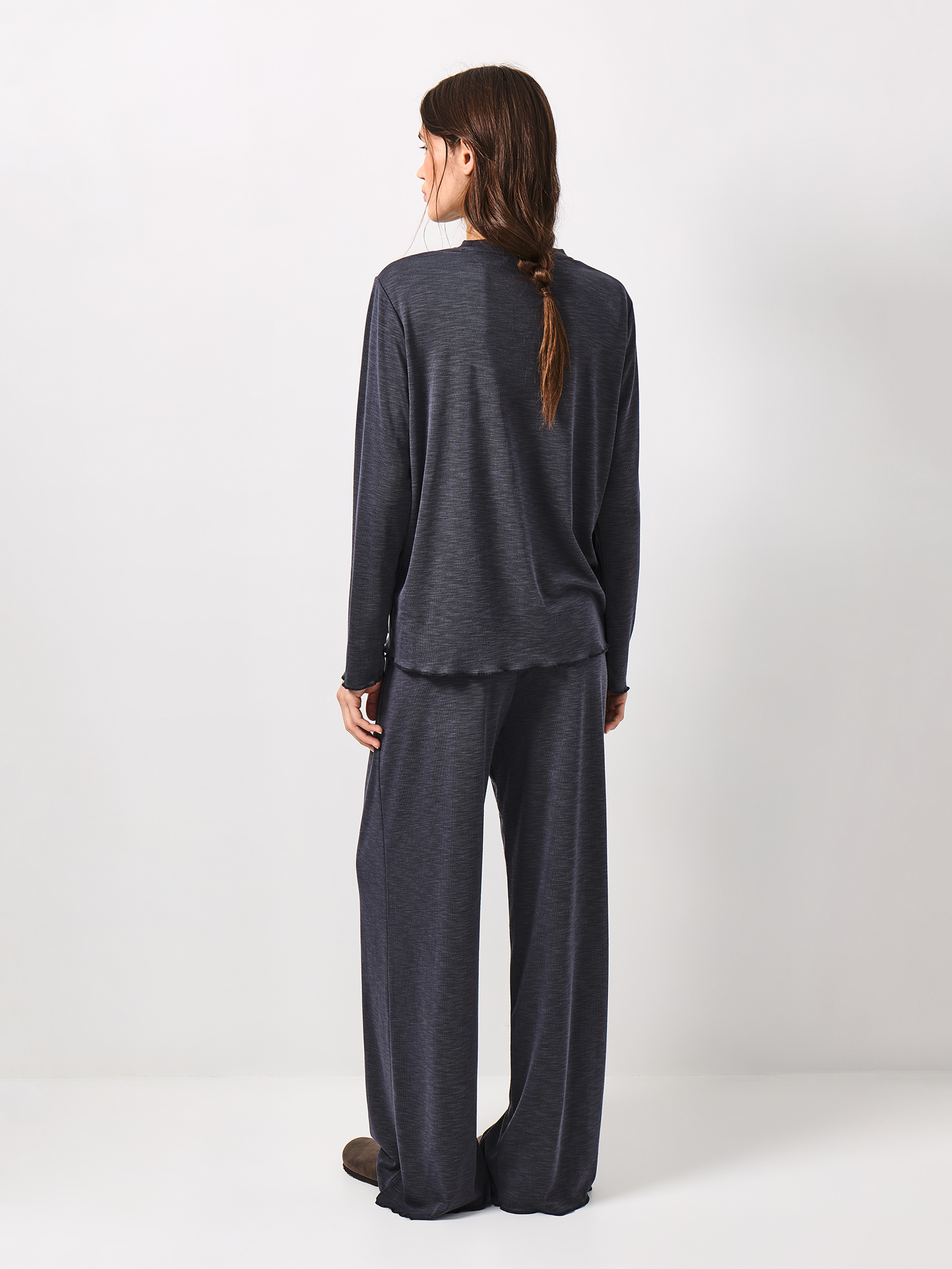 Women's trousers, size S, modal / polyester, dark grey, Savina, image-3