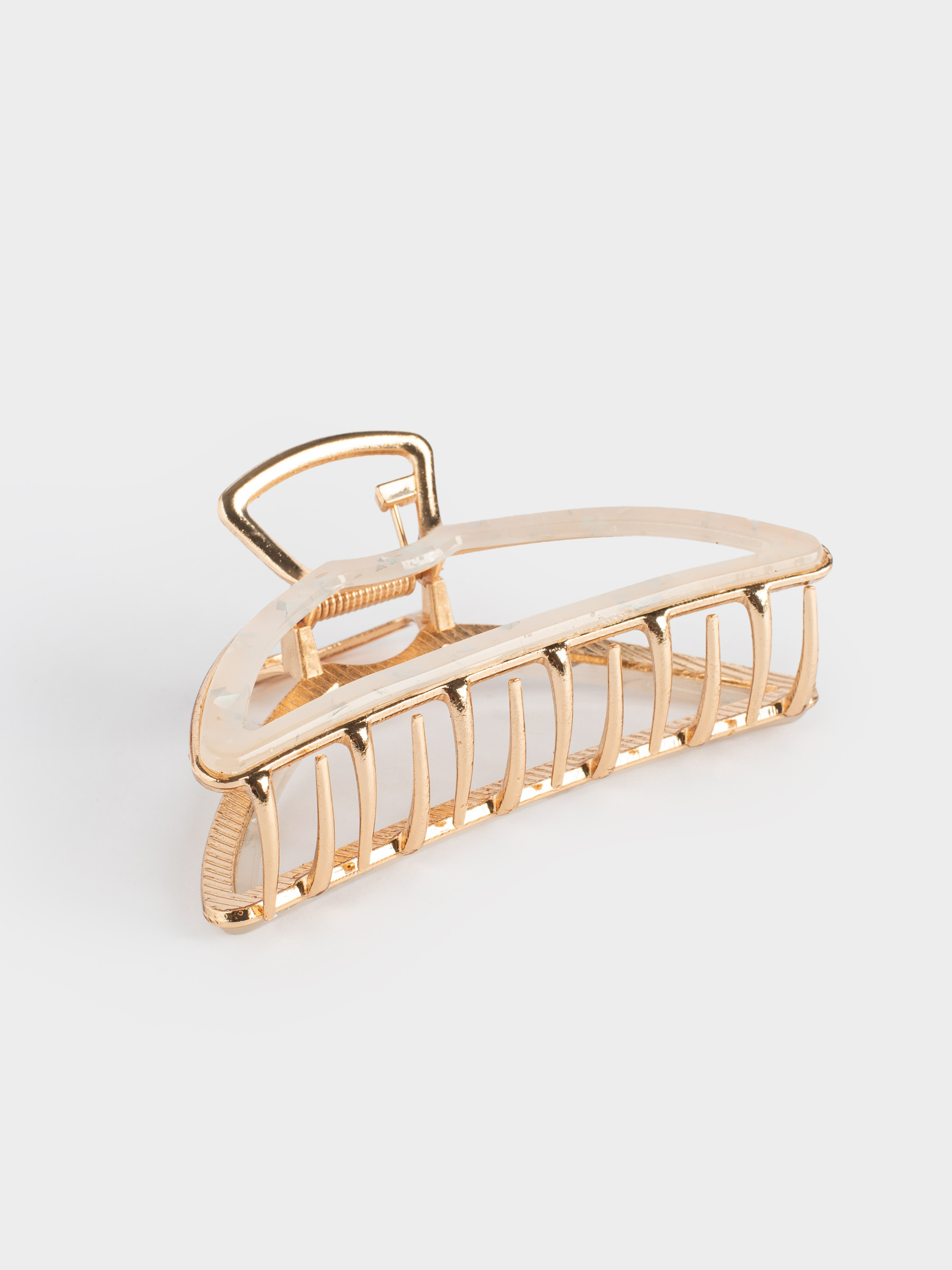Hair clip, 10 cm, acrylic / metal, gold, Crab, Glam, image-1