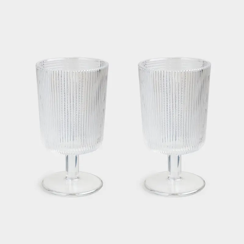 Drinking goblet glass, 260 ml, 2 pcs, glass R, color, pearl, Stripe