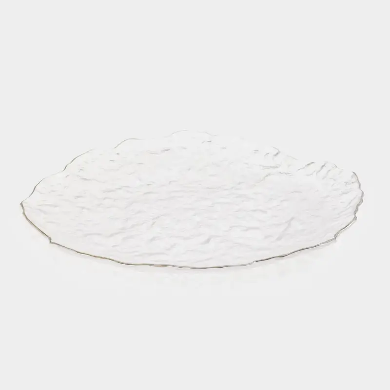 Dish, 26 cm, glass, with silver edging, Nautilus silver