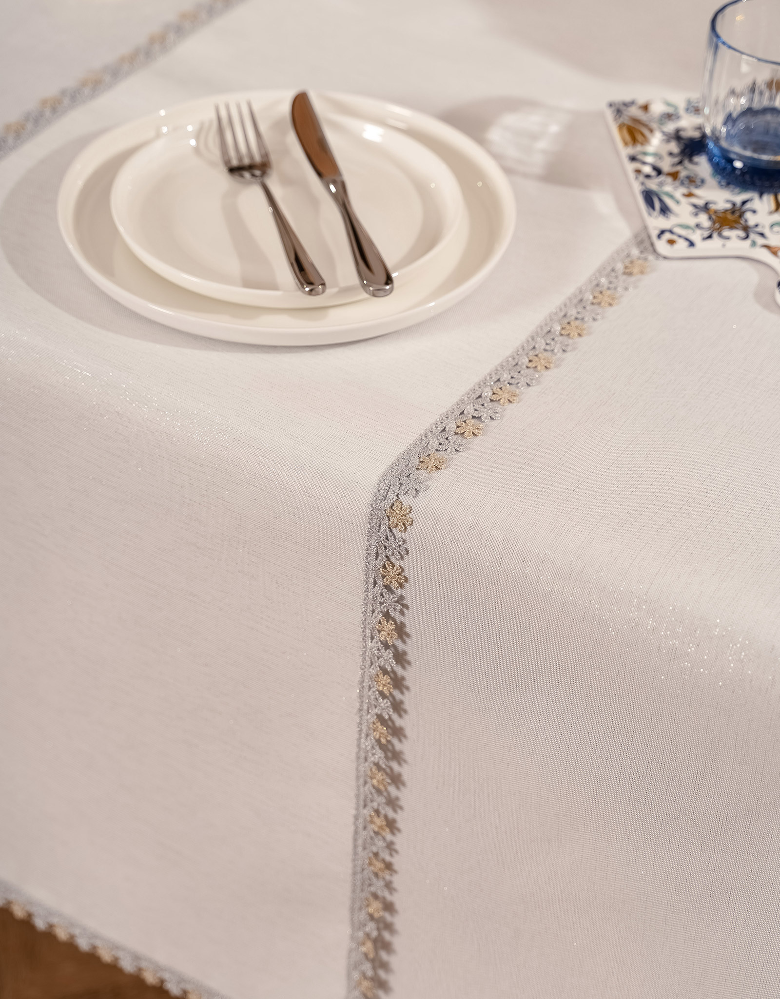 Table runner, 40x160 cm, polyester, white, Floral lace, Flower lace, image-4