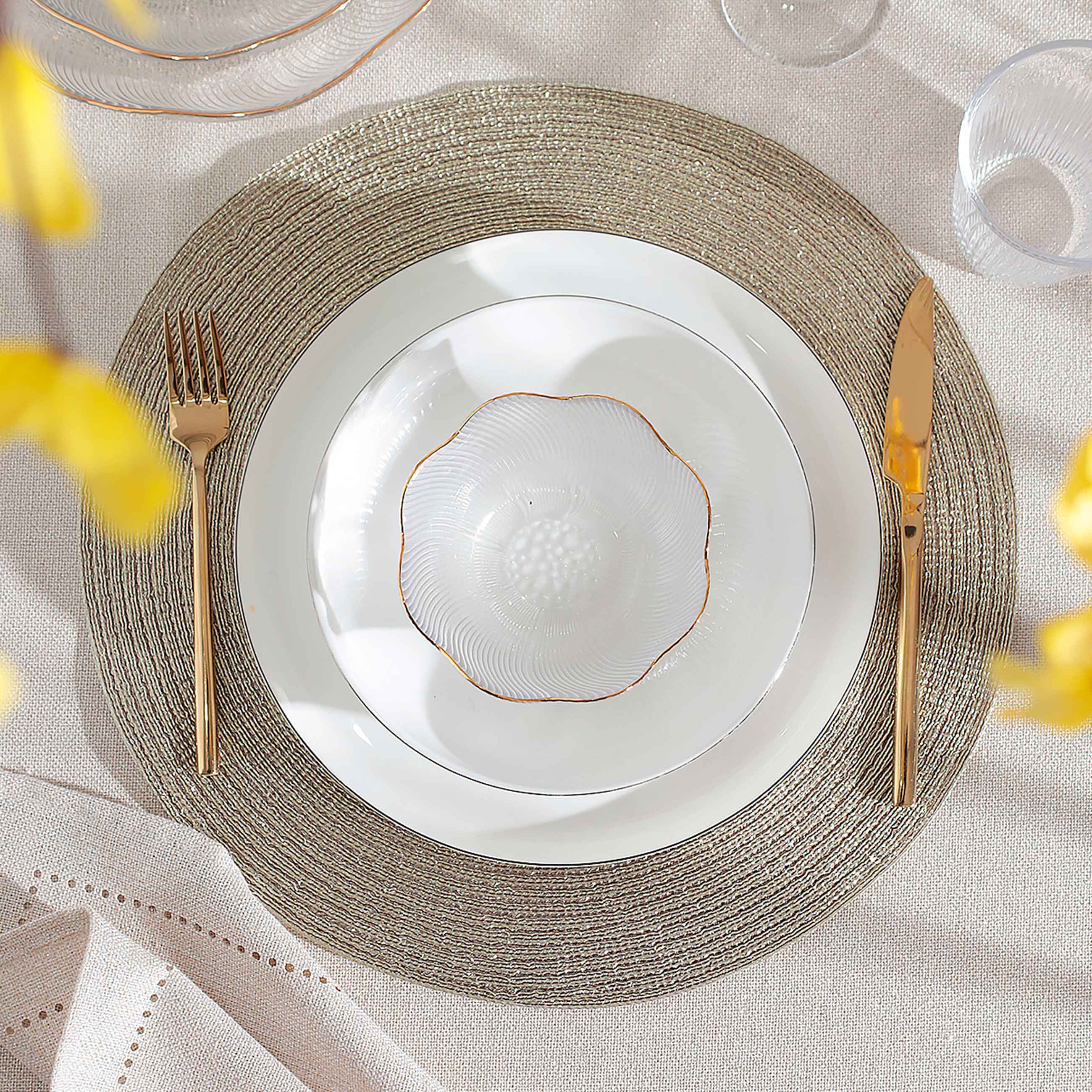 Napkin for appliances, 38 cm, polyester, round, champagne, Rotary shine