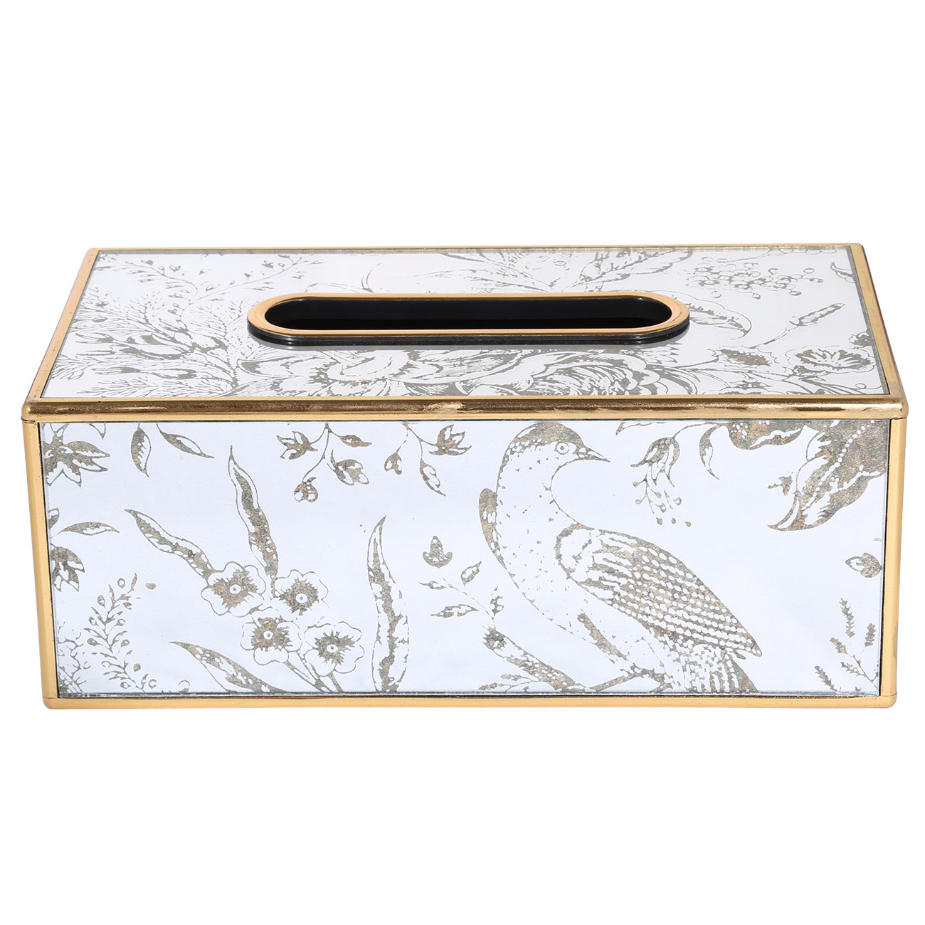 Paper napkin box, 25x13 cm, plastic / glass, Mirror, Bird, Bluebird, image-0