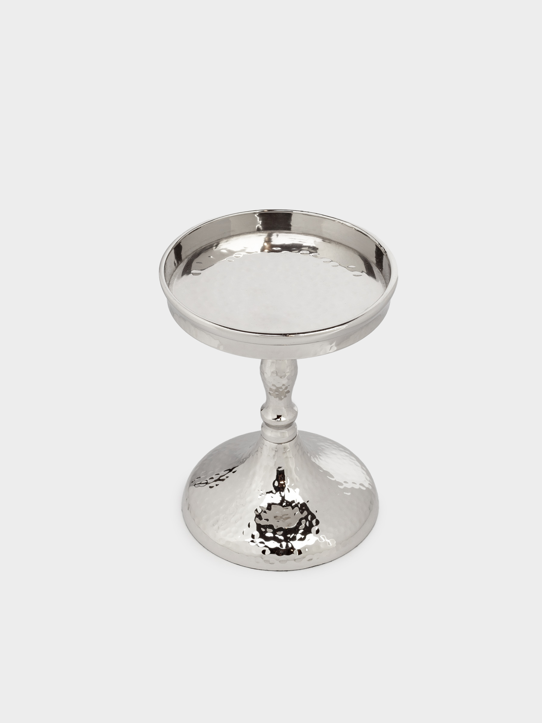 Candle holder, 26 cm, on a leg, glass / metal, silver, Craquelure, Fantastic R, image-2
